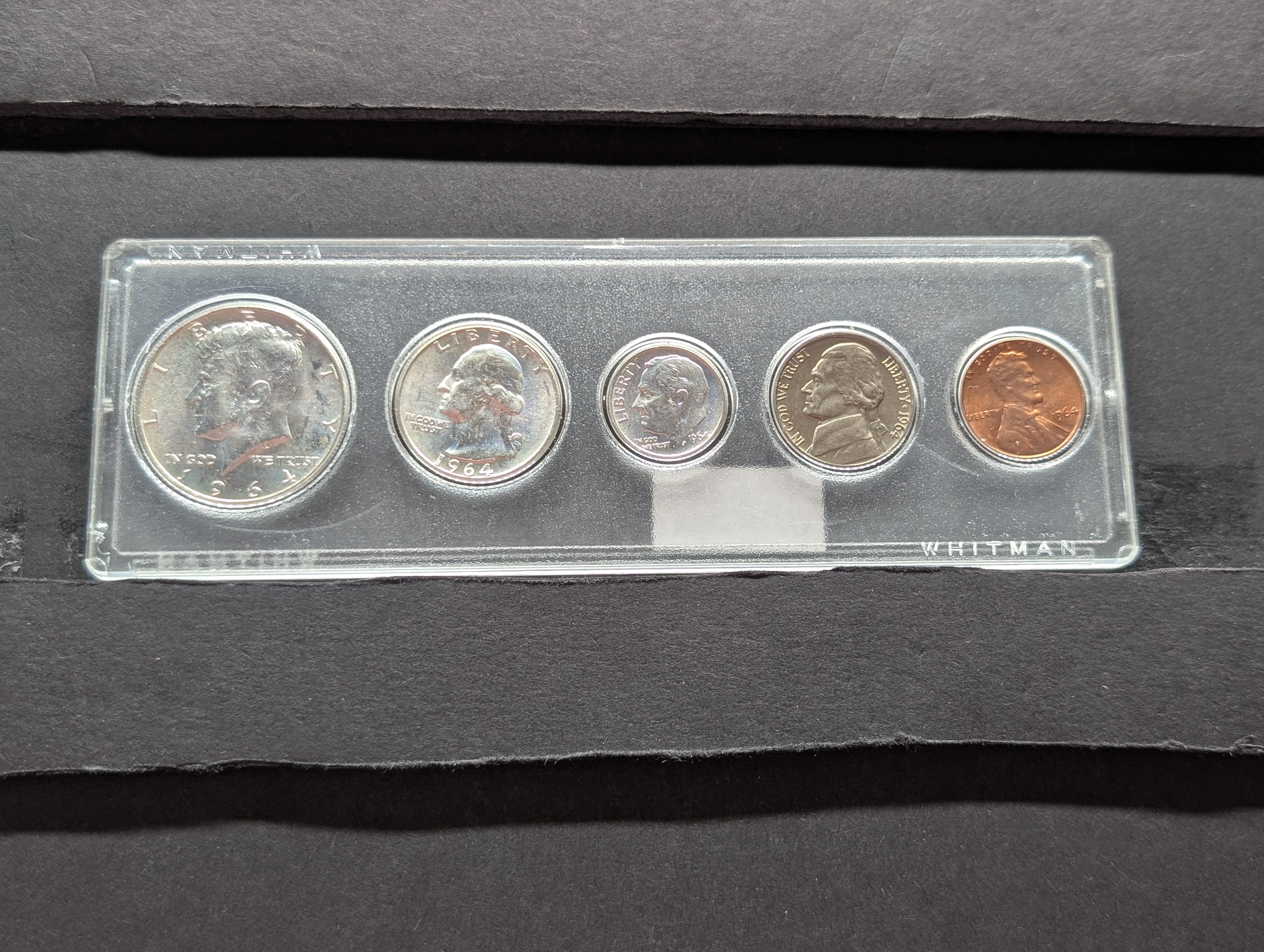 1964 Year Coin Set in Whitman Case - Includes (3) 90% Silver Coins