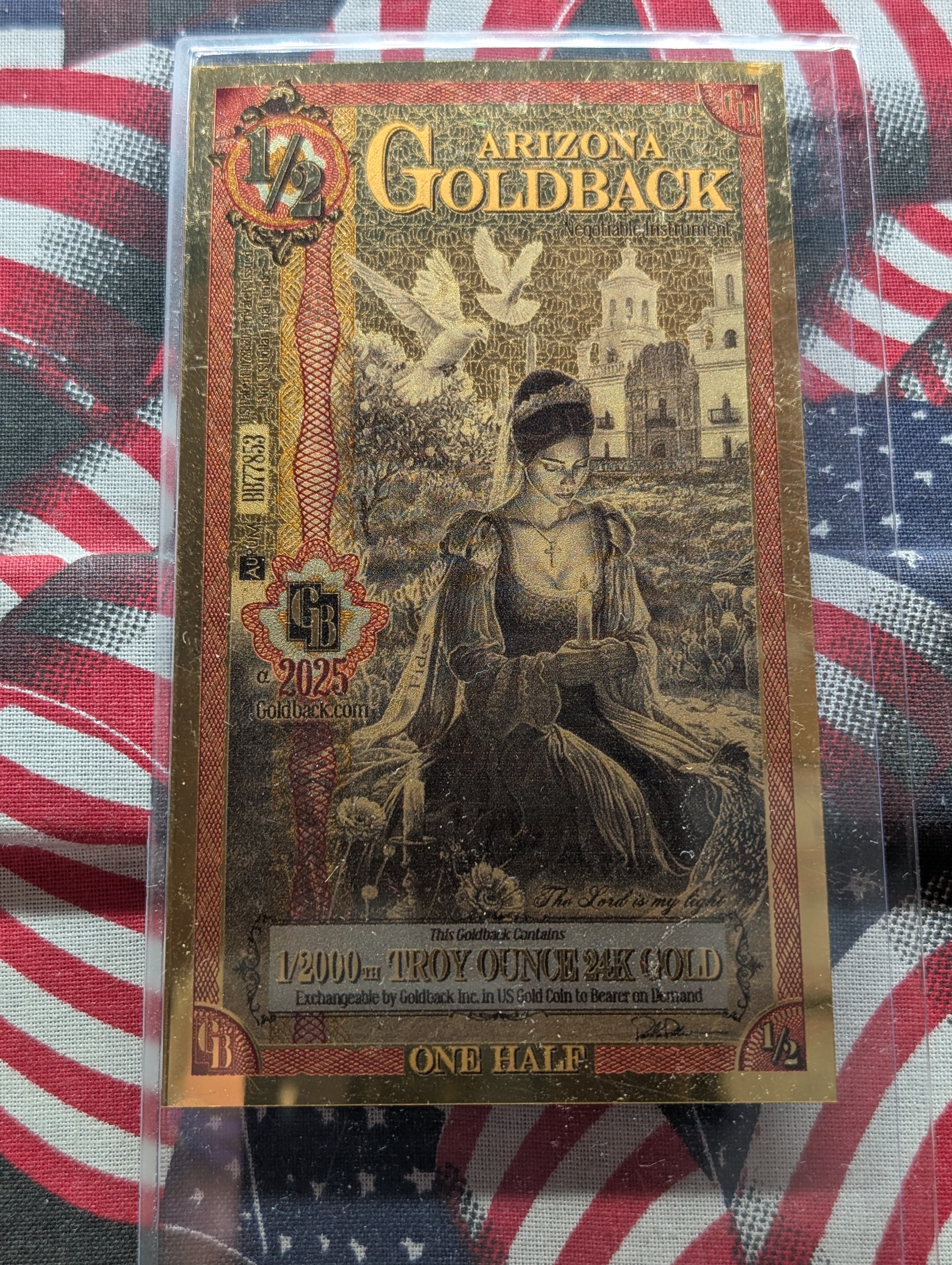 1/2000th Troy Oz. 24k GOLD 2025 Arizona 1/2 Dollar Goldback
