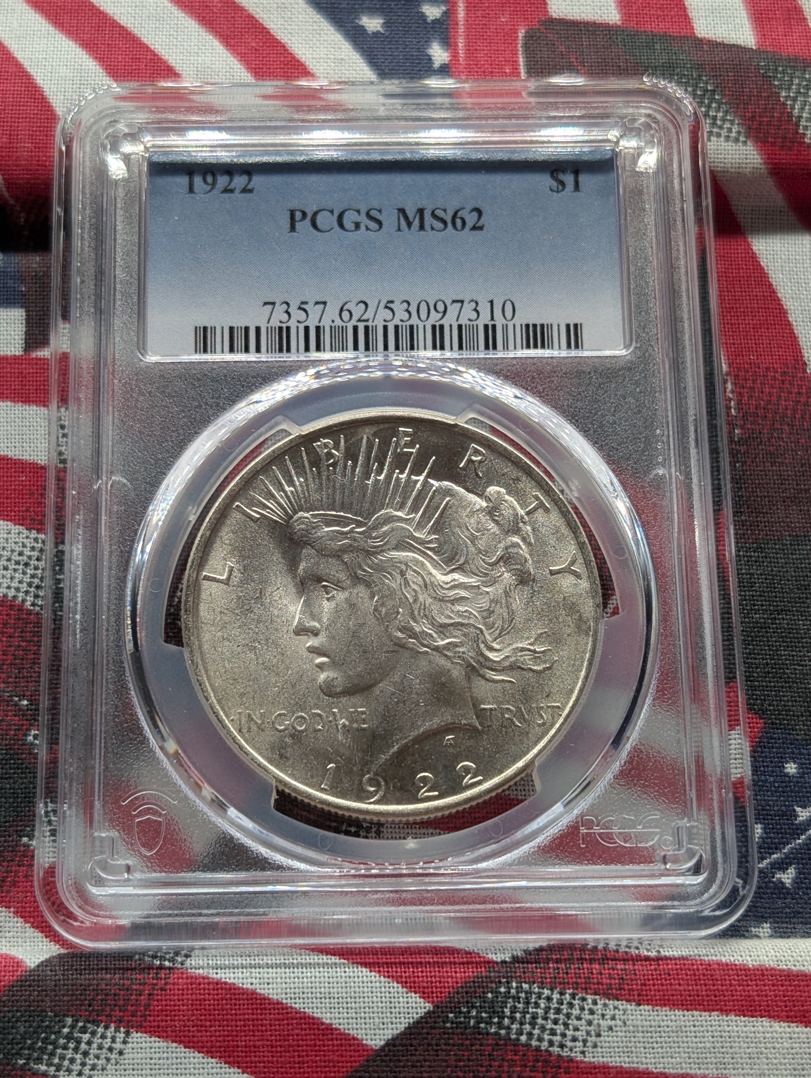 1922 Peace 90% Silver Dollar - PCGS MS62