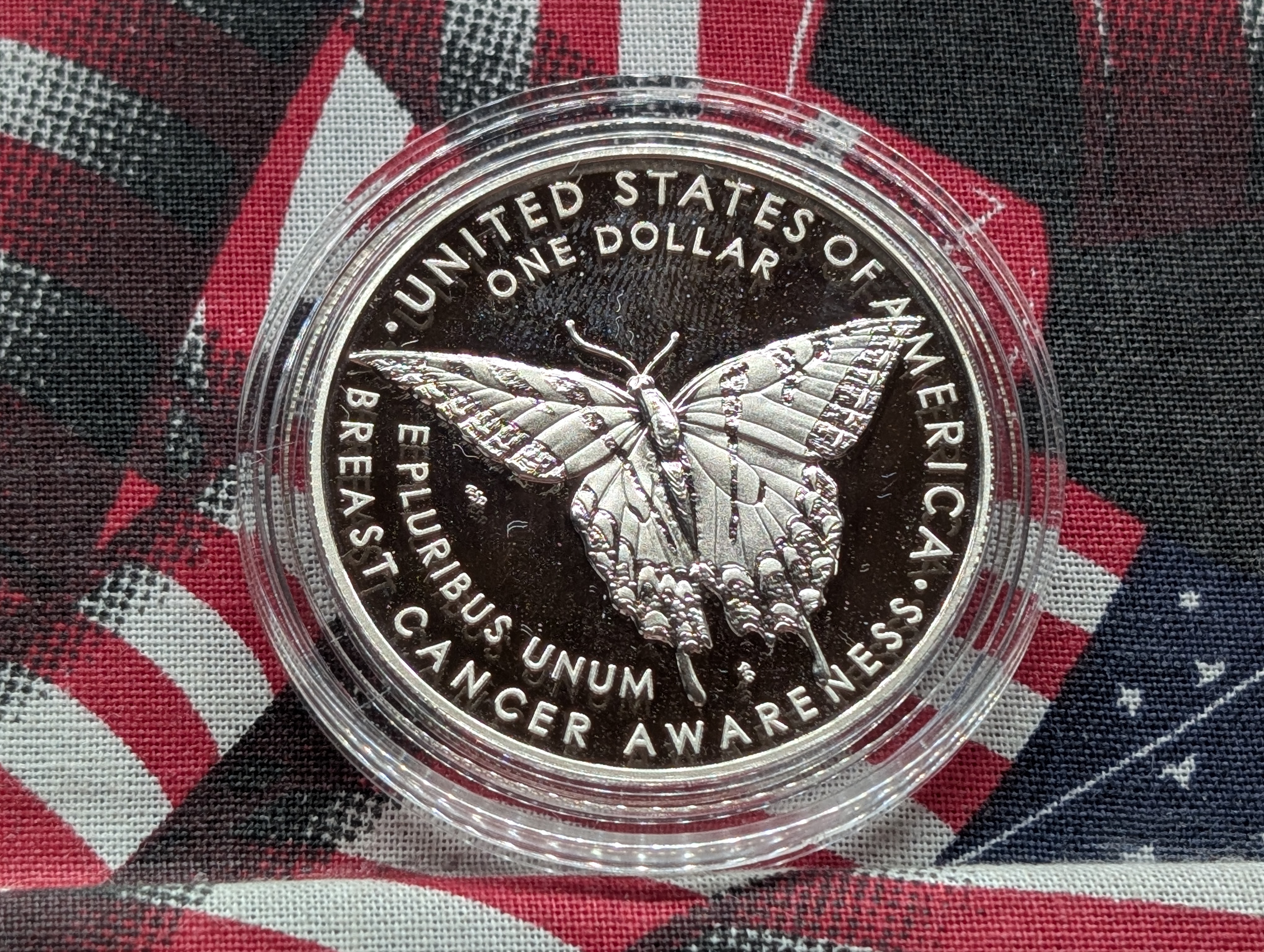2018-P PROOF Breast Cancer Awareness Commemorative Silver Dollar in Government Capsule