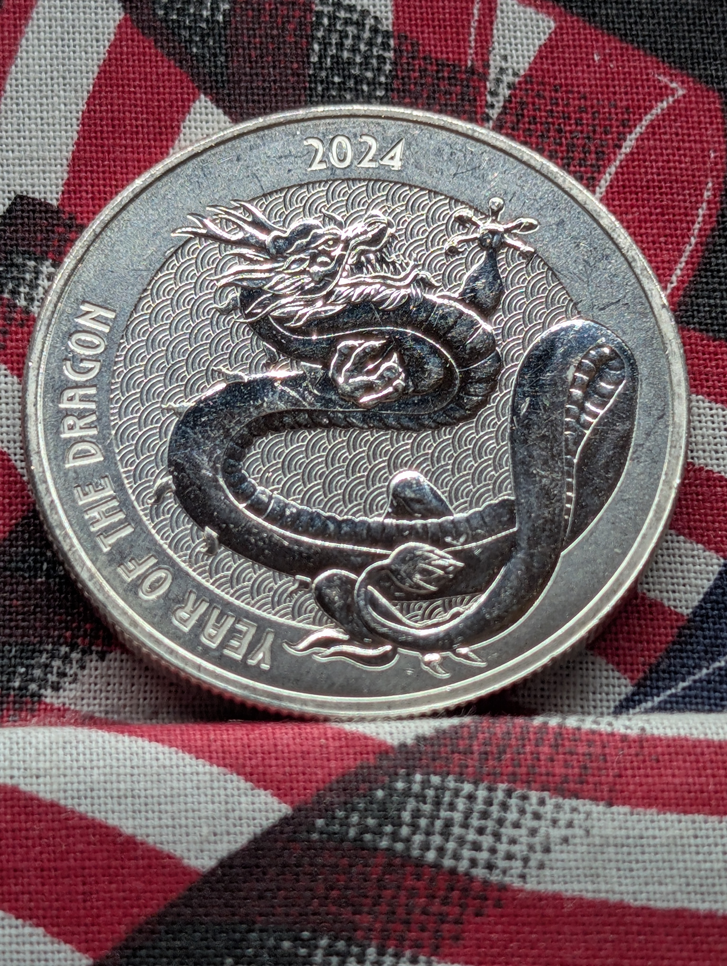 1 Oz. .999 FINE SILVER 2024 Year of The Dragon Designed Round