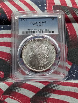 1921 Morgan Silver Dollar - PCGS MS62 Condition PLEASE NOTE Some coins may have a grade on the 