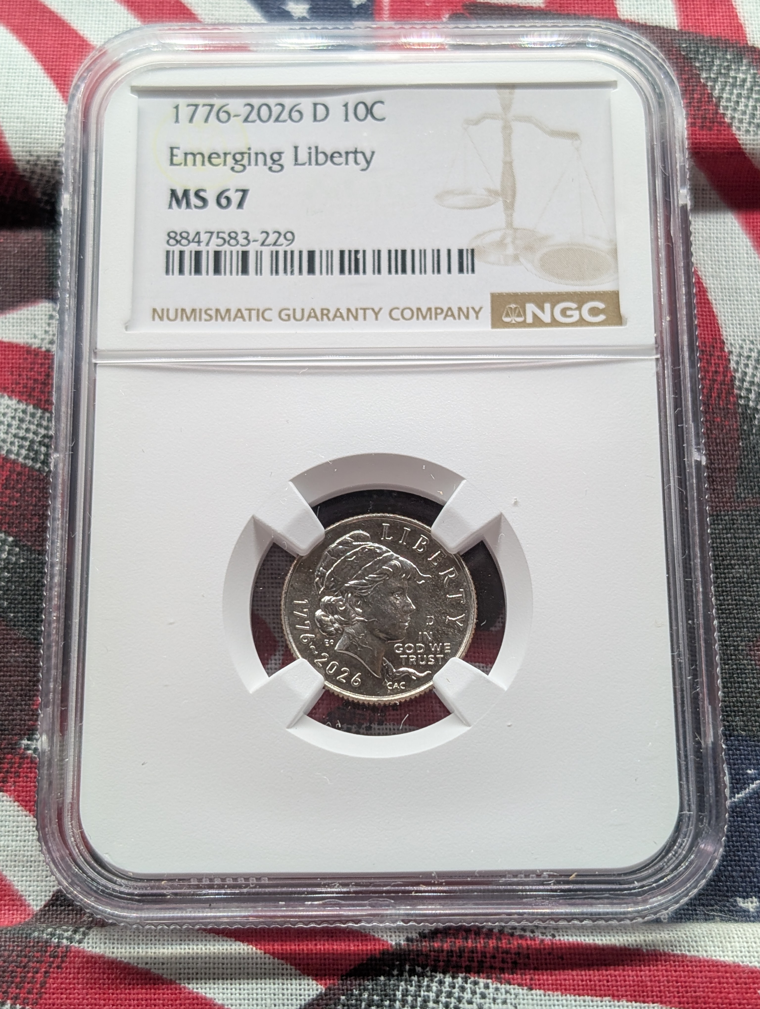 1776-2026-D Emerging Liberty Dime - NGC MS67