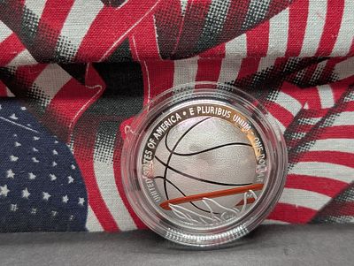 2020-P PROOF Colorized Basketball Hall of Fame Commemorative Silver Dollar in Government Capsule. 