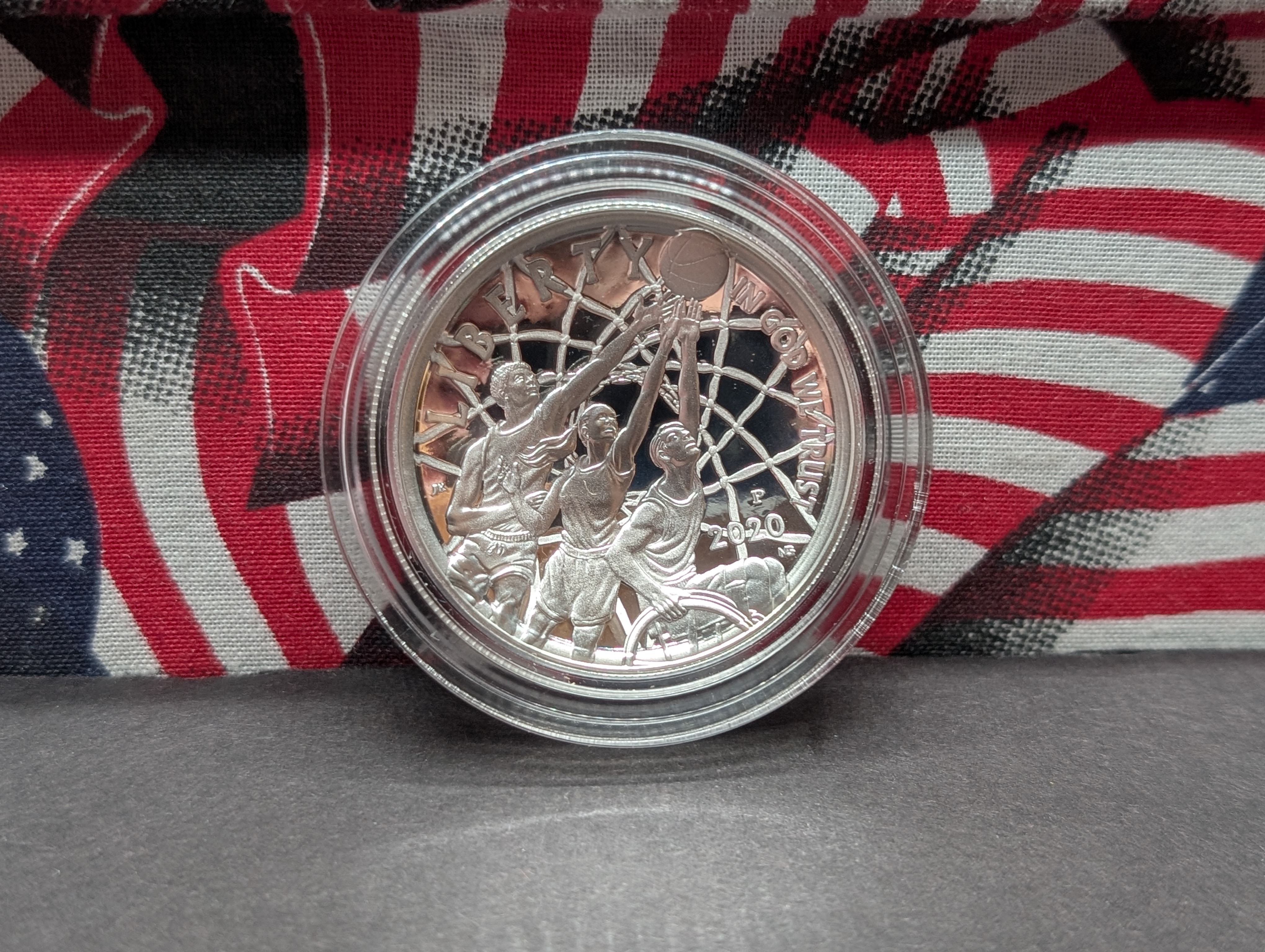 2020-P PROOF Colorized Basketball Hall of Fame Commemorative Silver Dollar in Government Capsule