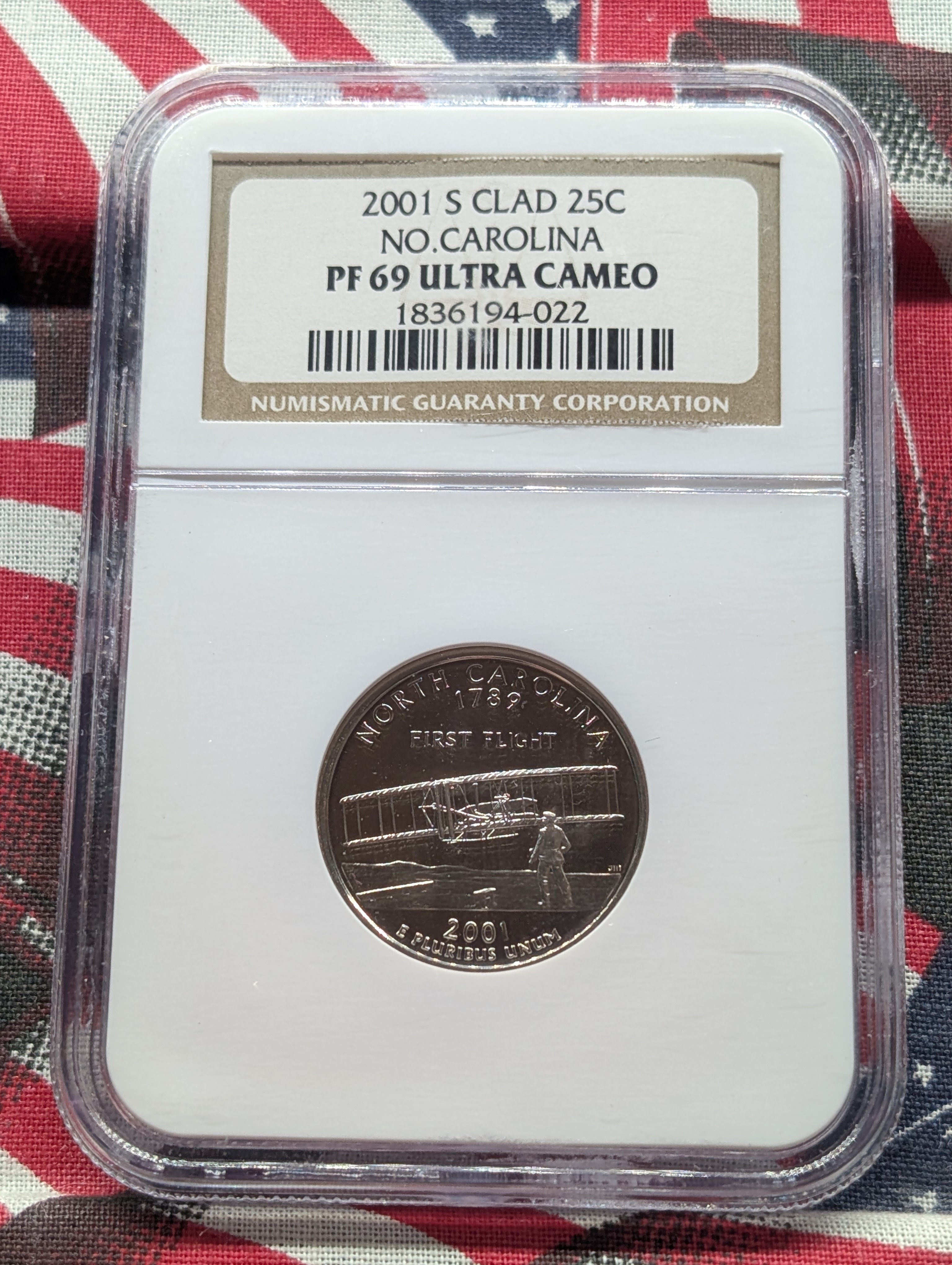 2001-S Clad PROOF North Carolina Statehood Quarter - NGC PF69 ULTRA CAMEO