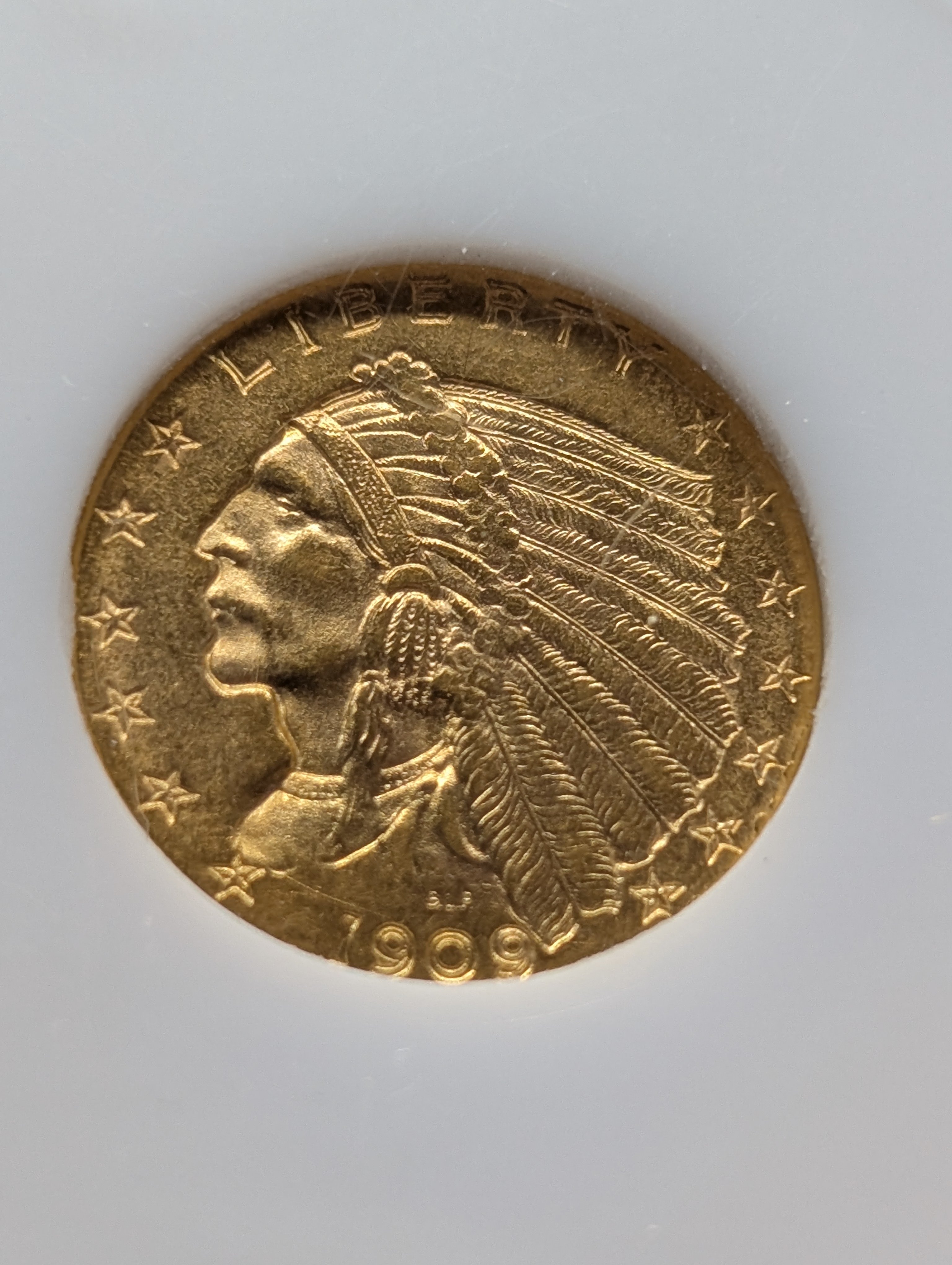 1909 Indian Head $2.50 90% GOLD Quarter Eagle - PCI Cert. MS64