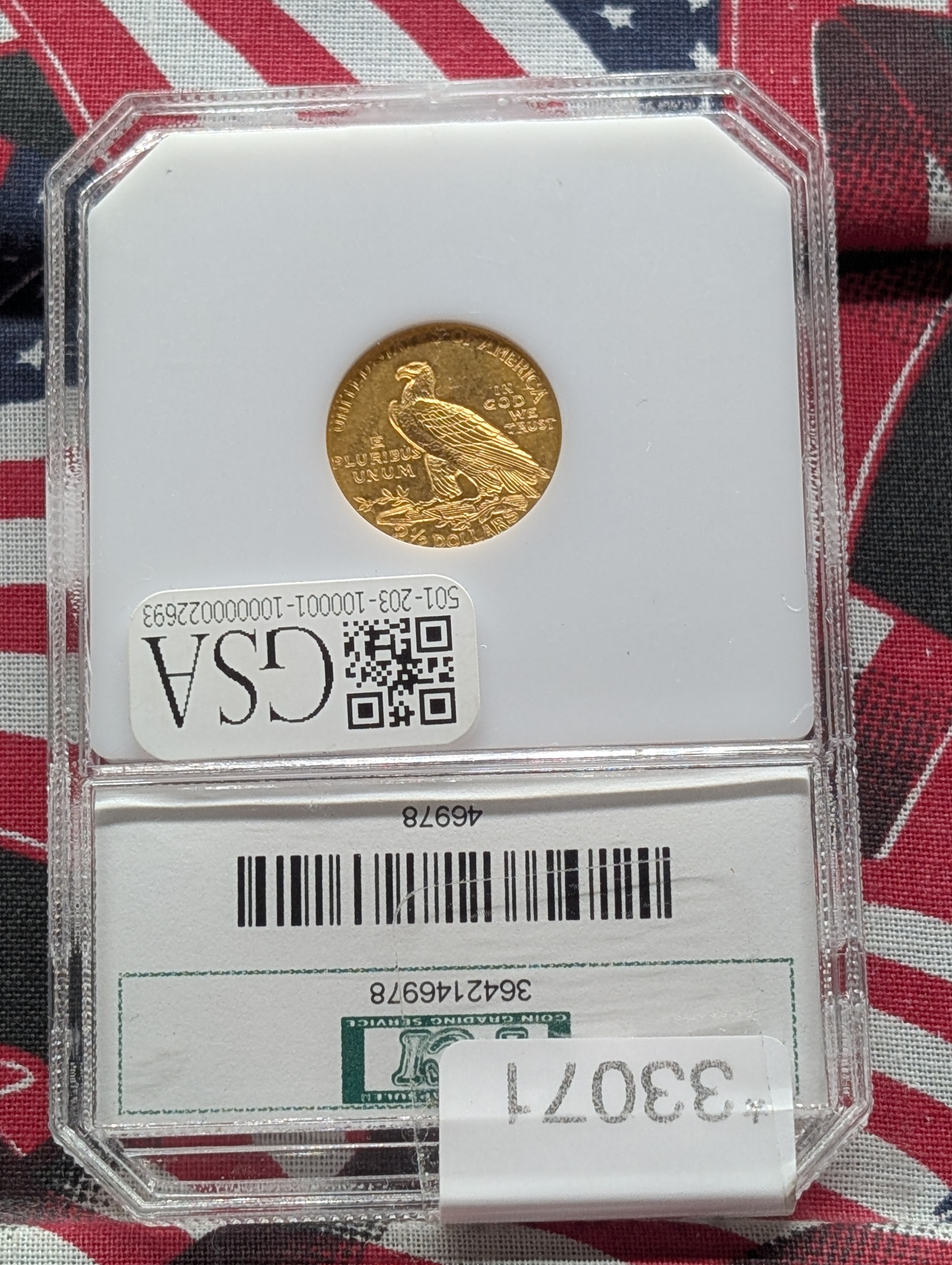 1909 Indian Head $2.50 90% GOLD Quarter Eagle - PCI Cert. MS64