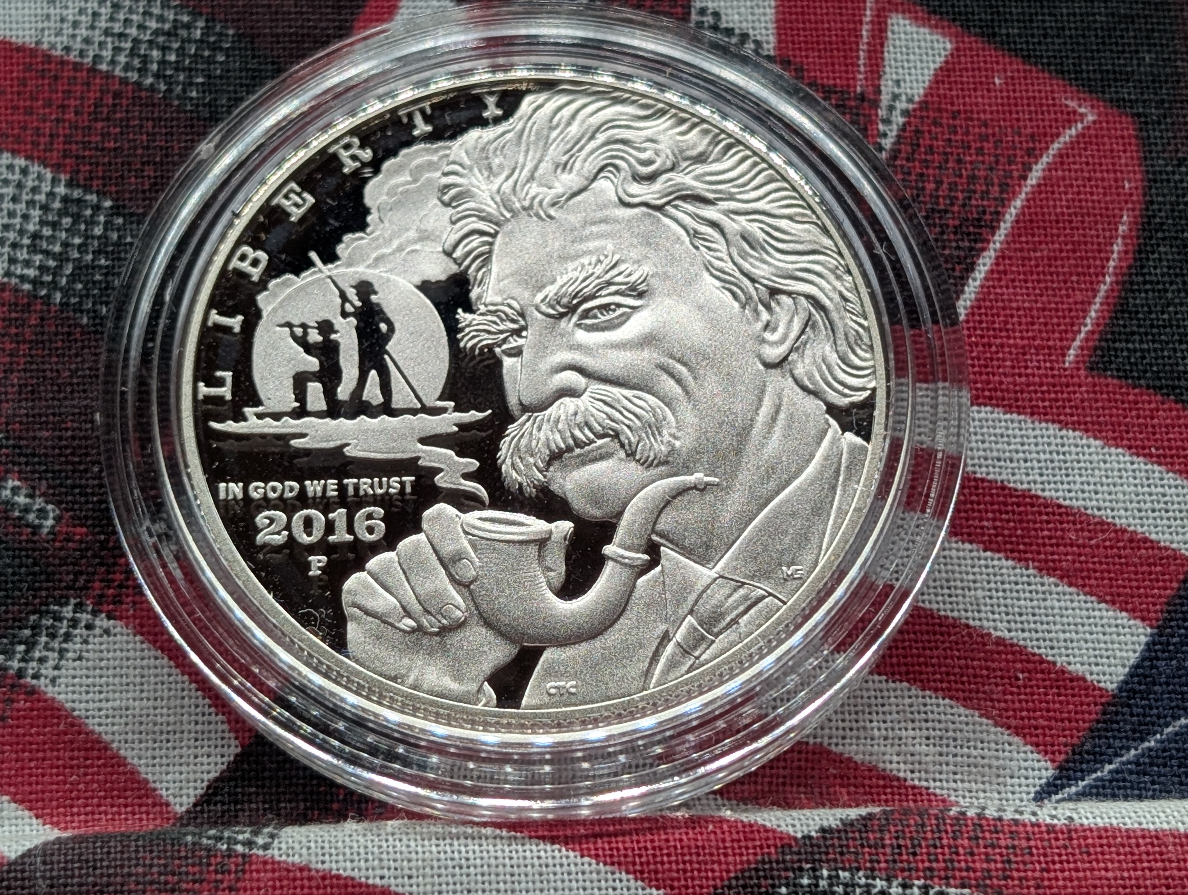 2016-P PROOF Mark Twain Commemorative. 90% Silver Dollar in Government Capsule