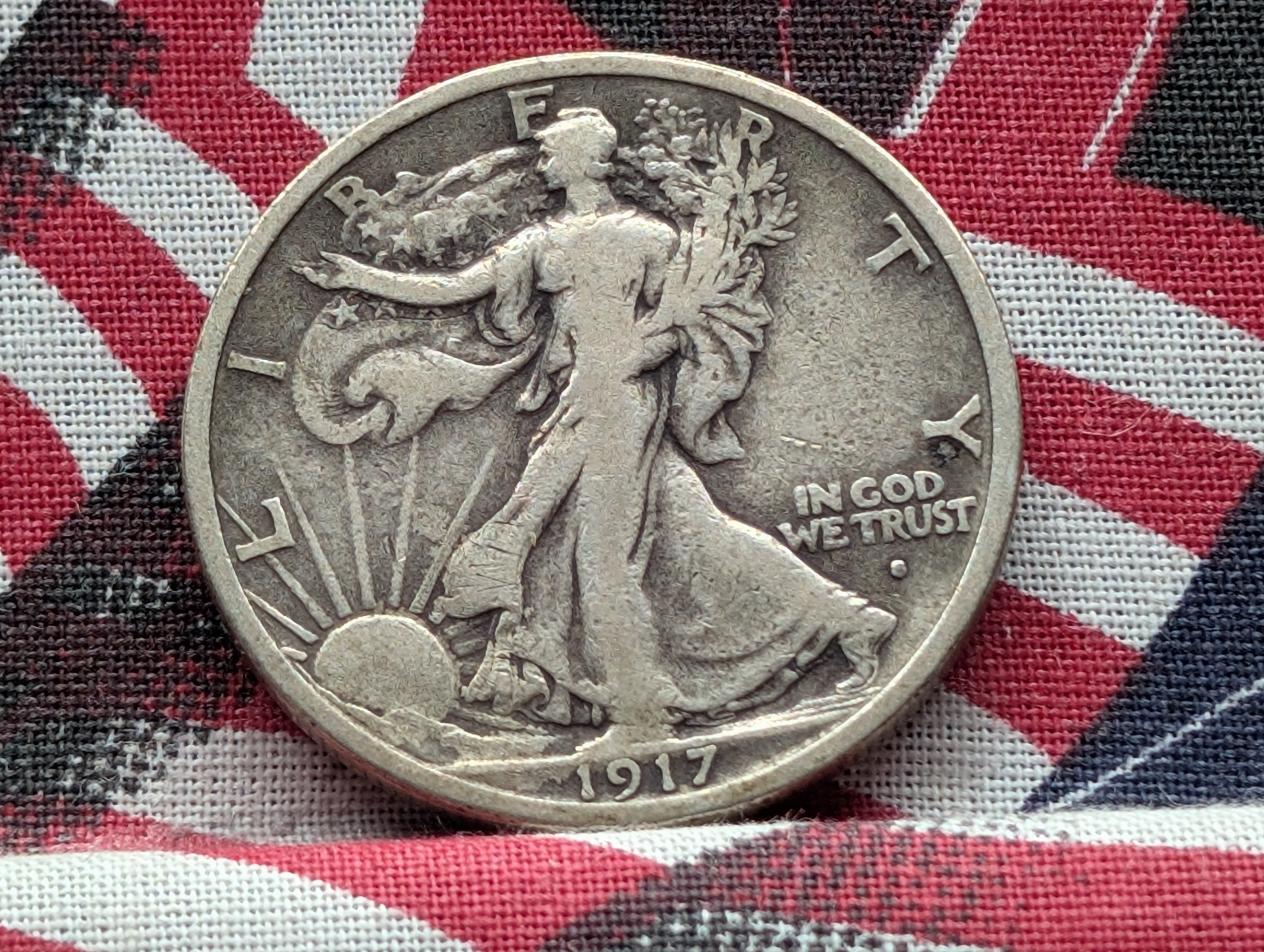 1917-S OBV. Walking Liberty 90% Silver Half Dollar