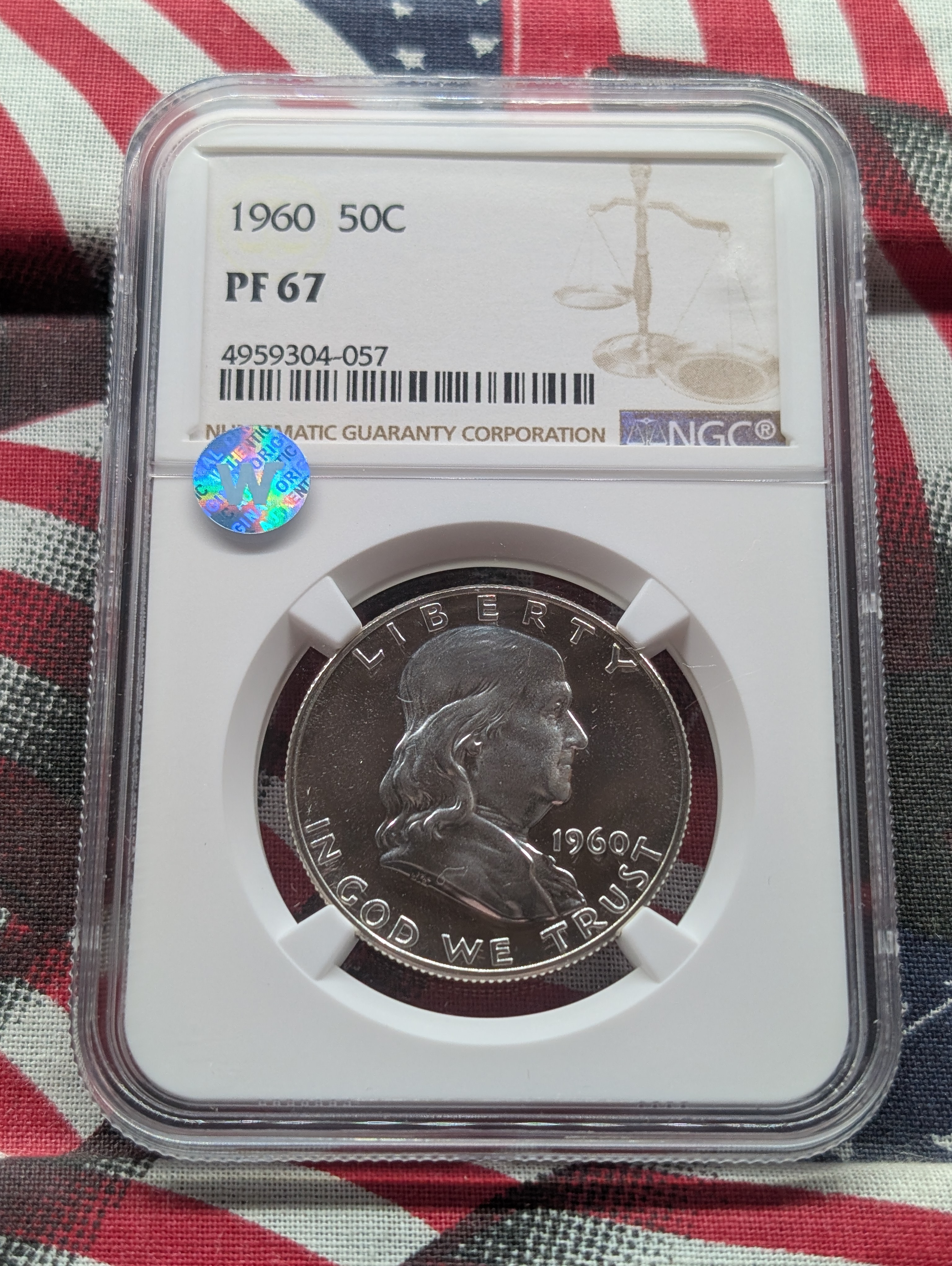 1960 PROOF Franklin 90% Silver Half Dollar - NGC PF67
