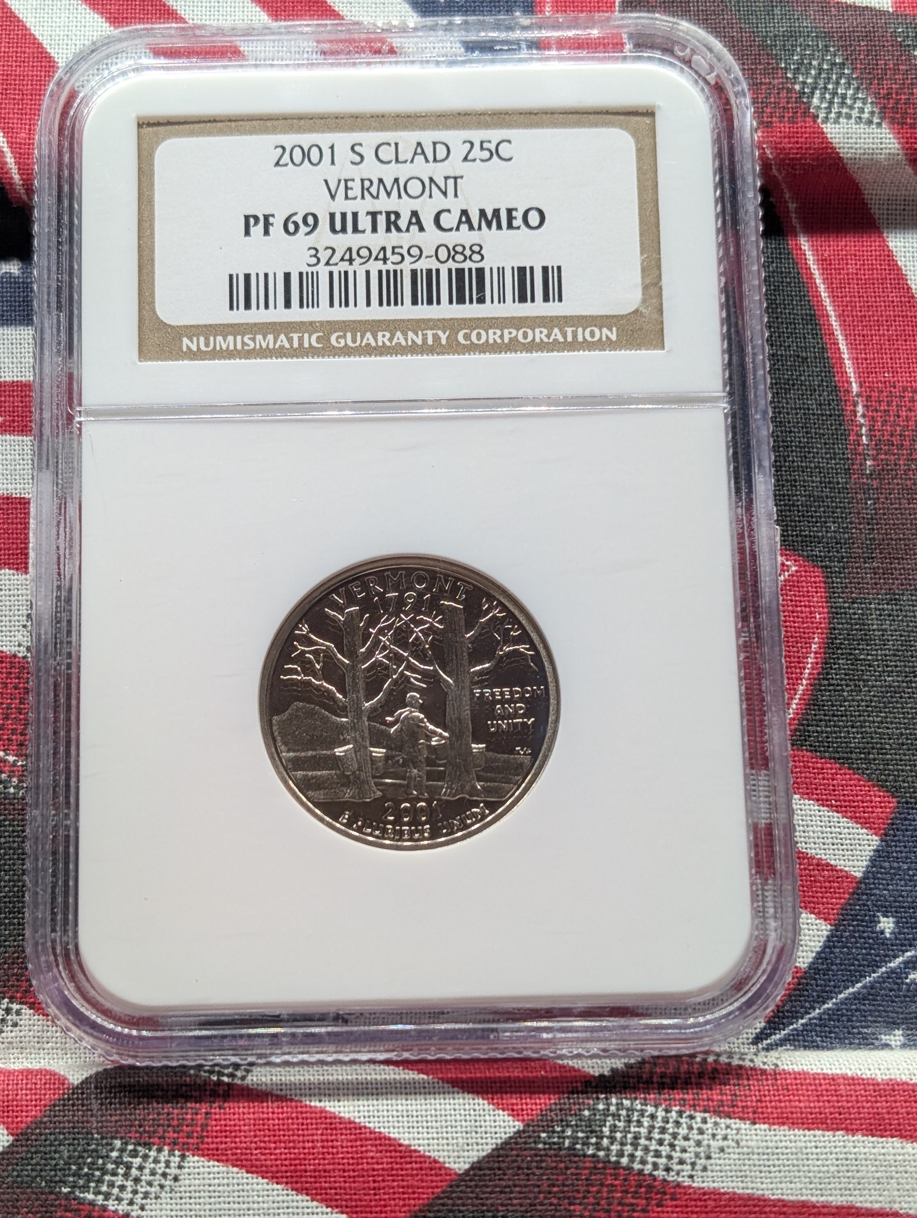 2001-S Clad PROOF Vermont Statehood Quarter - NGC PF69 ULTRA CAMEO
