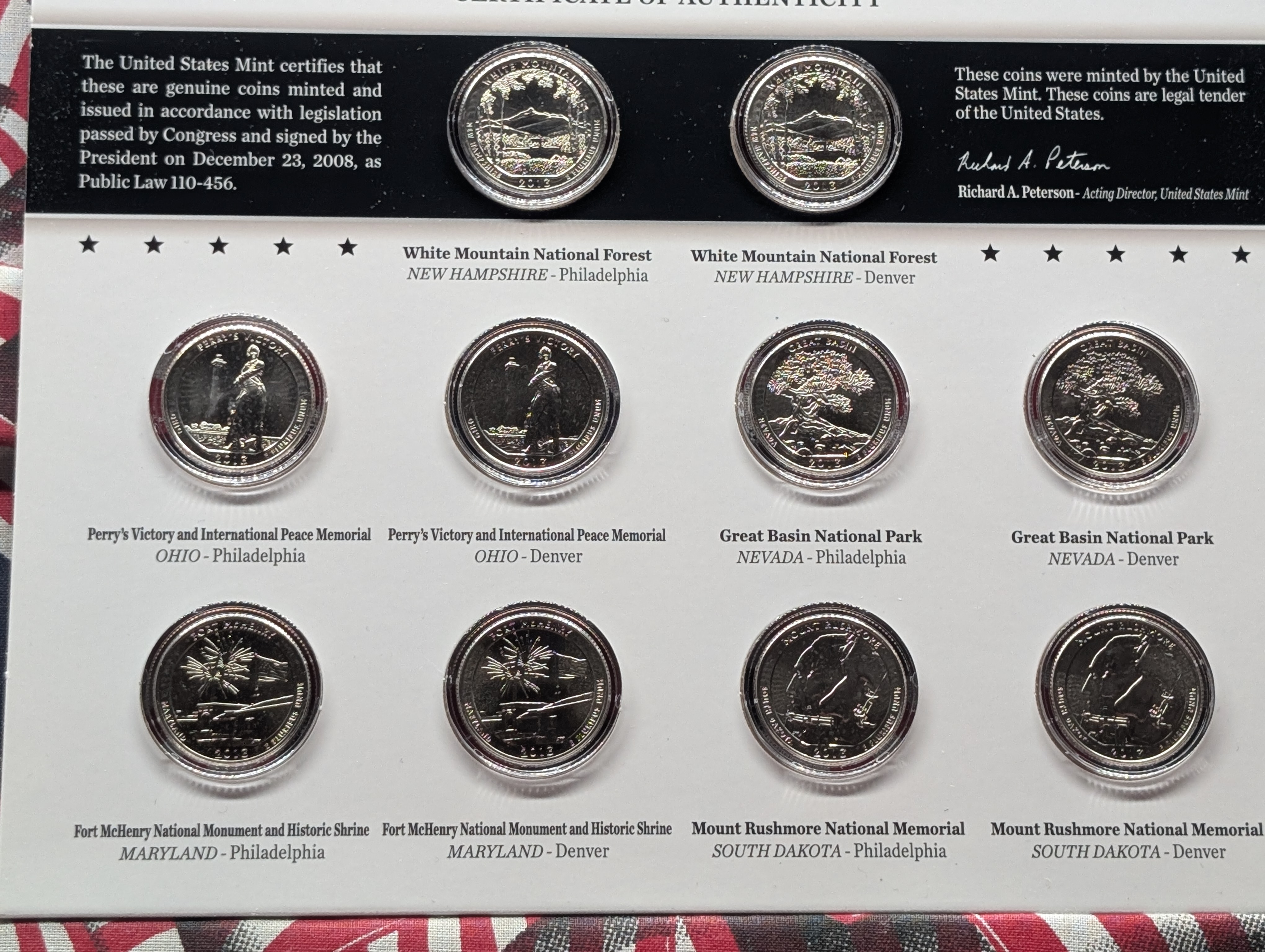 (6) America The Beautiful Quarter Uncirculated Coin Sets in OGP w/ COA (2013-2019)
