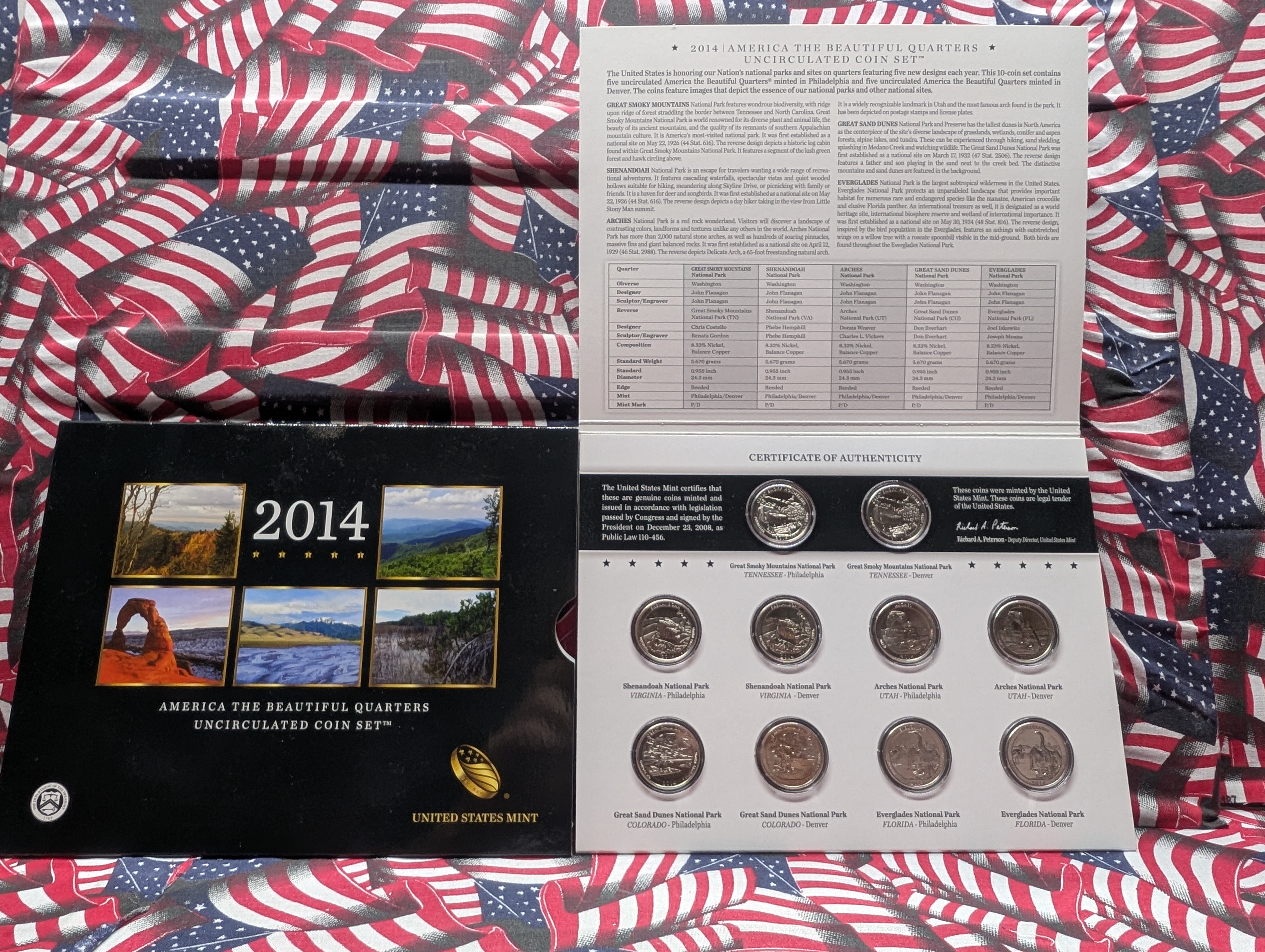 (6) America The Beautiful Quarter Uncirculated Coin Sets in OGP w/ COA (2013-2019)