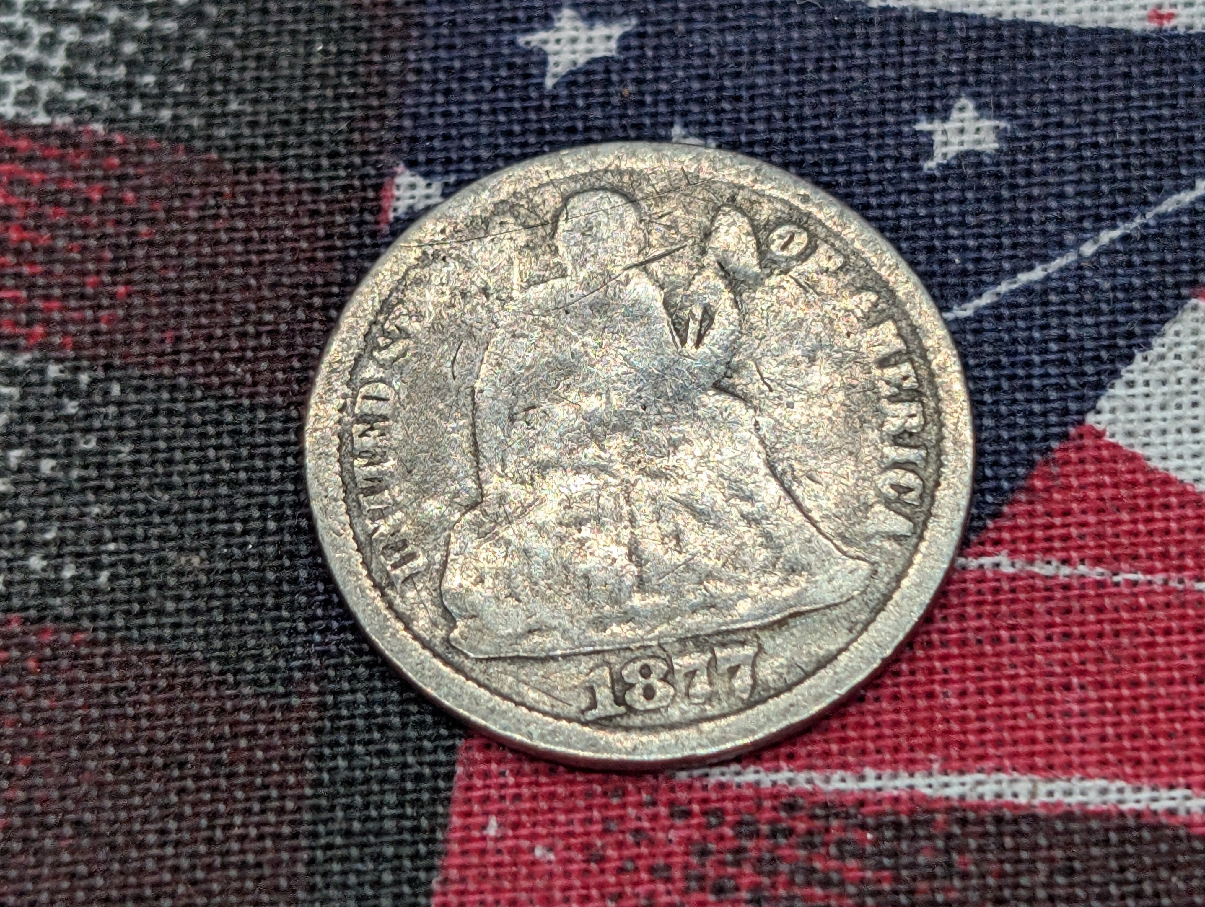 1877-CC w/ Legend Seated Liberty 90% Silver Dime