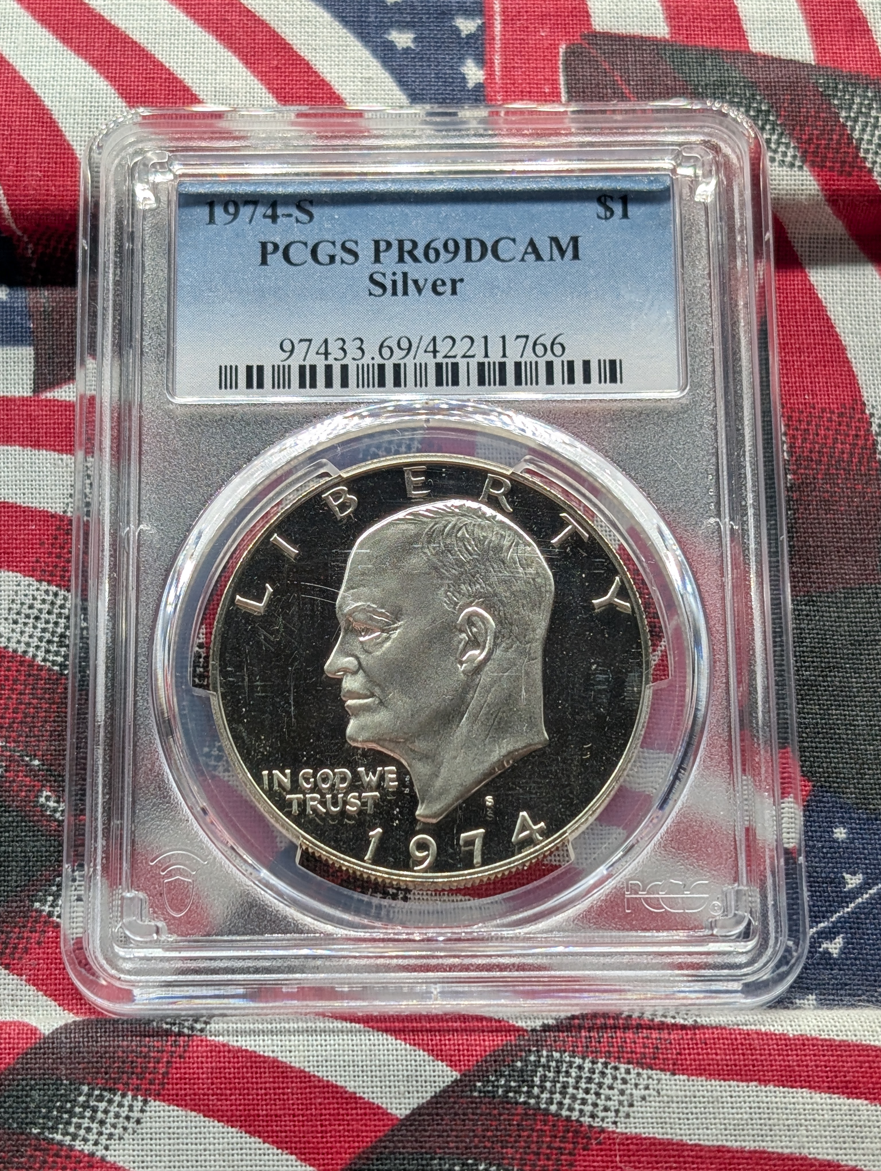 1974-S PROOF Eisenhower Silver Dollar - PCGS PR69 DCAM
