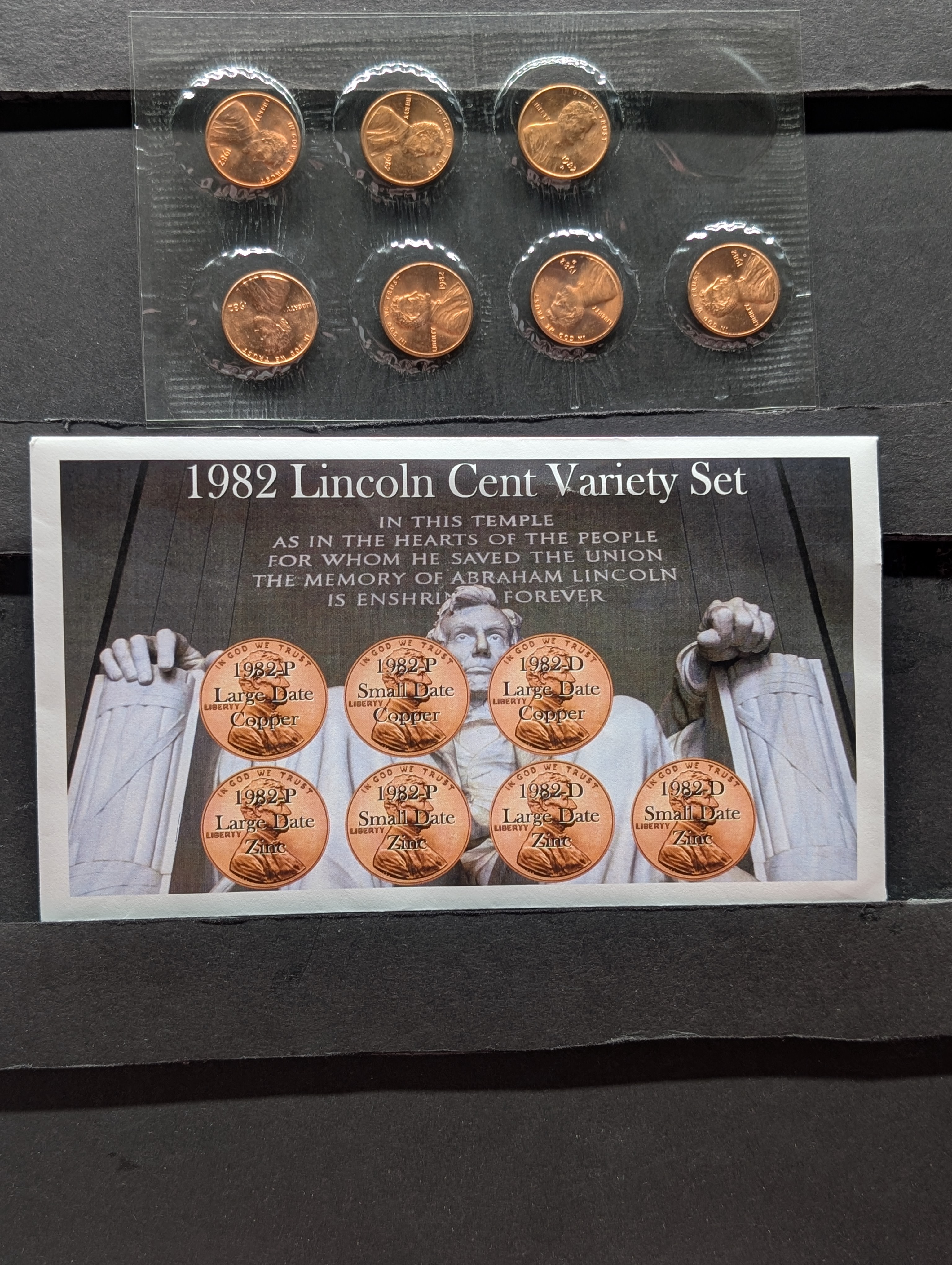 1982-P&D Large Date and 1982-P Small Date Copper Lincoln Cents and 1982-P&D Large Cents and 1982-P&D Small Date Zinc Lincoln Cents