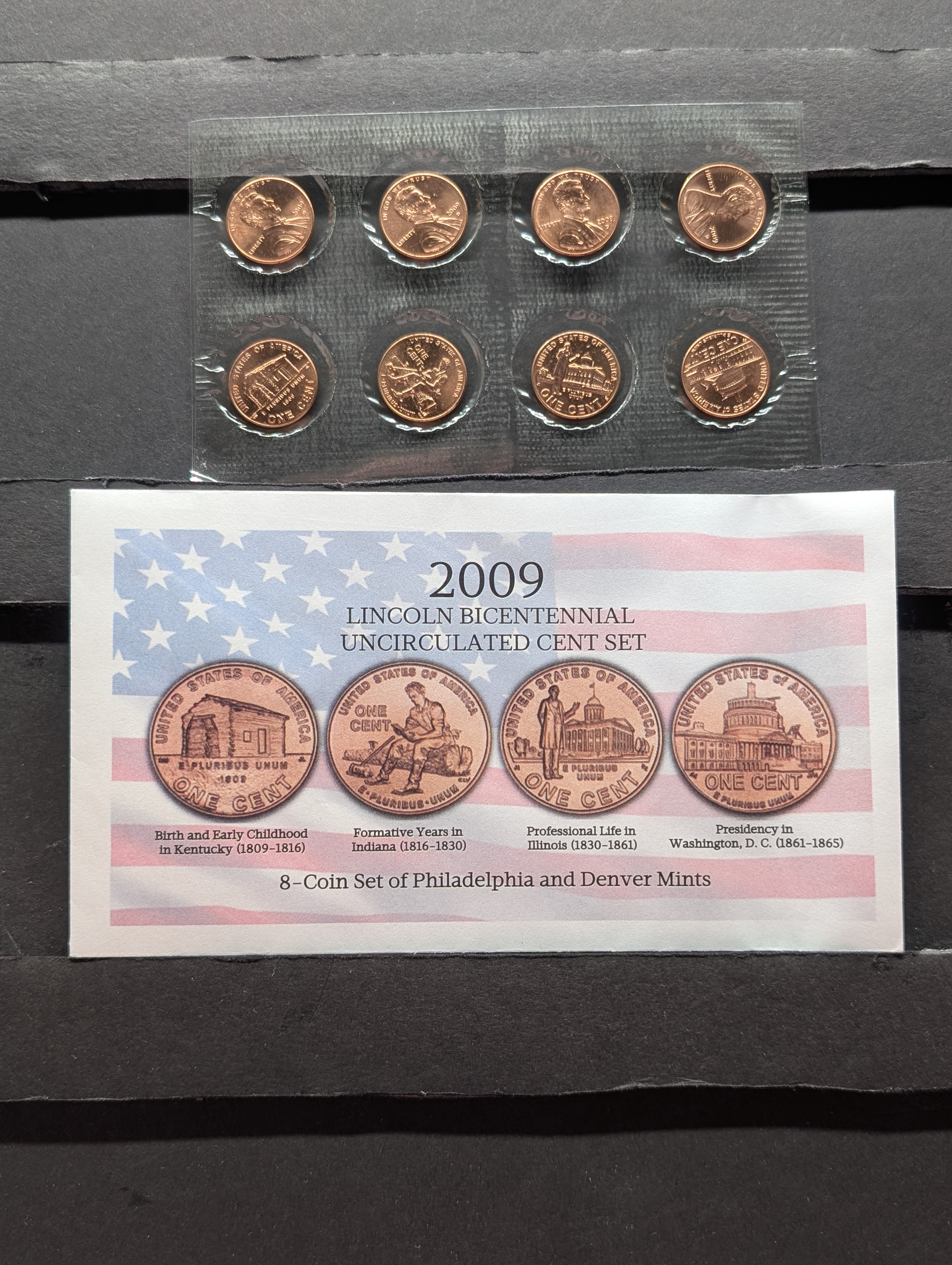 8- Coin 2009-P&D Unc. Lincoln Bicentennial Cents Set