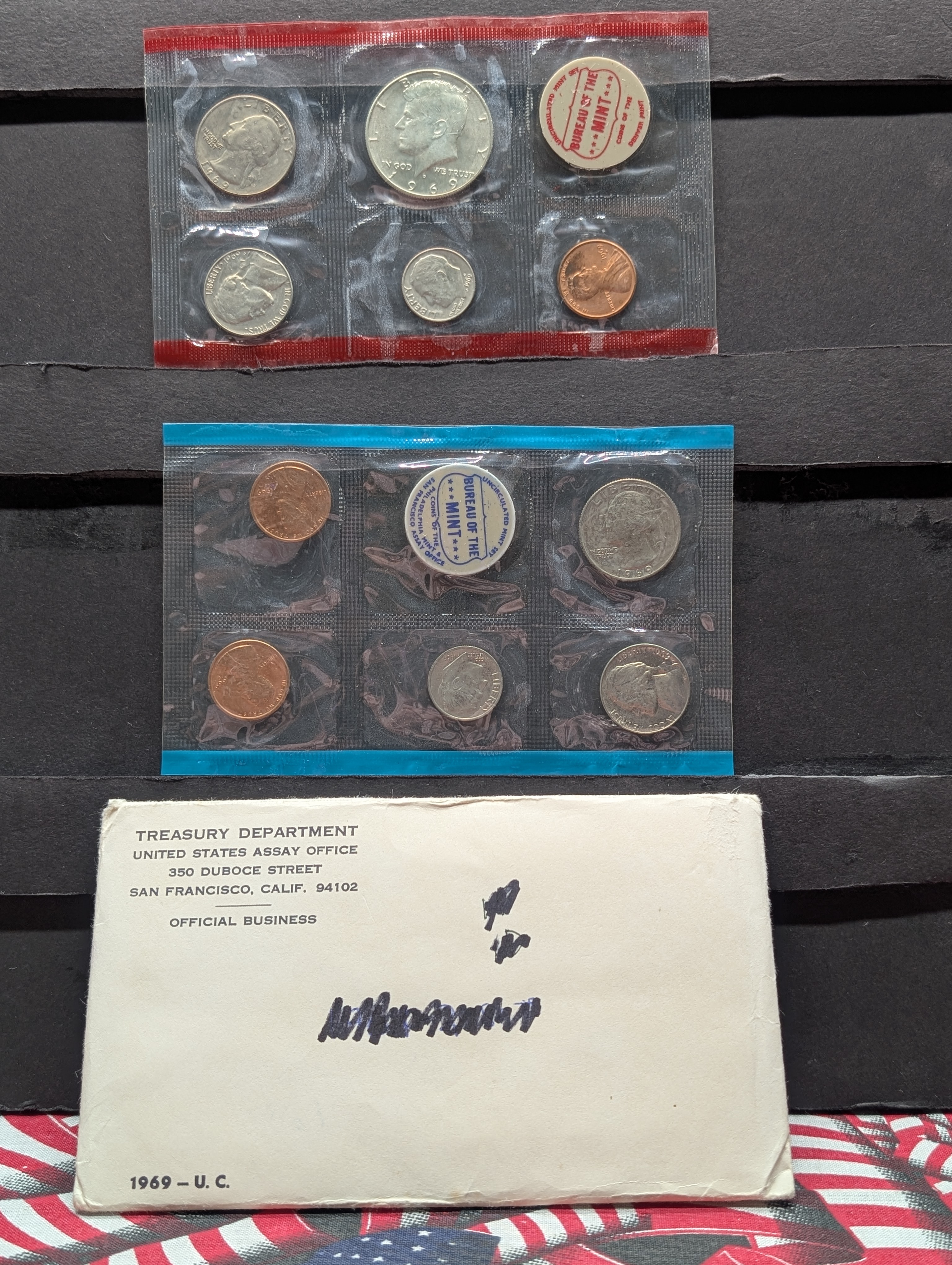 1969-P&D Unc. Mint Set, 40% Silver Kennedy Half Dollar