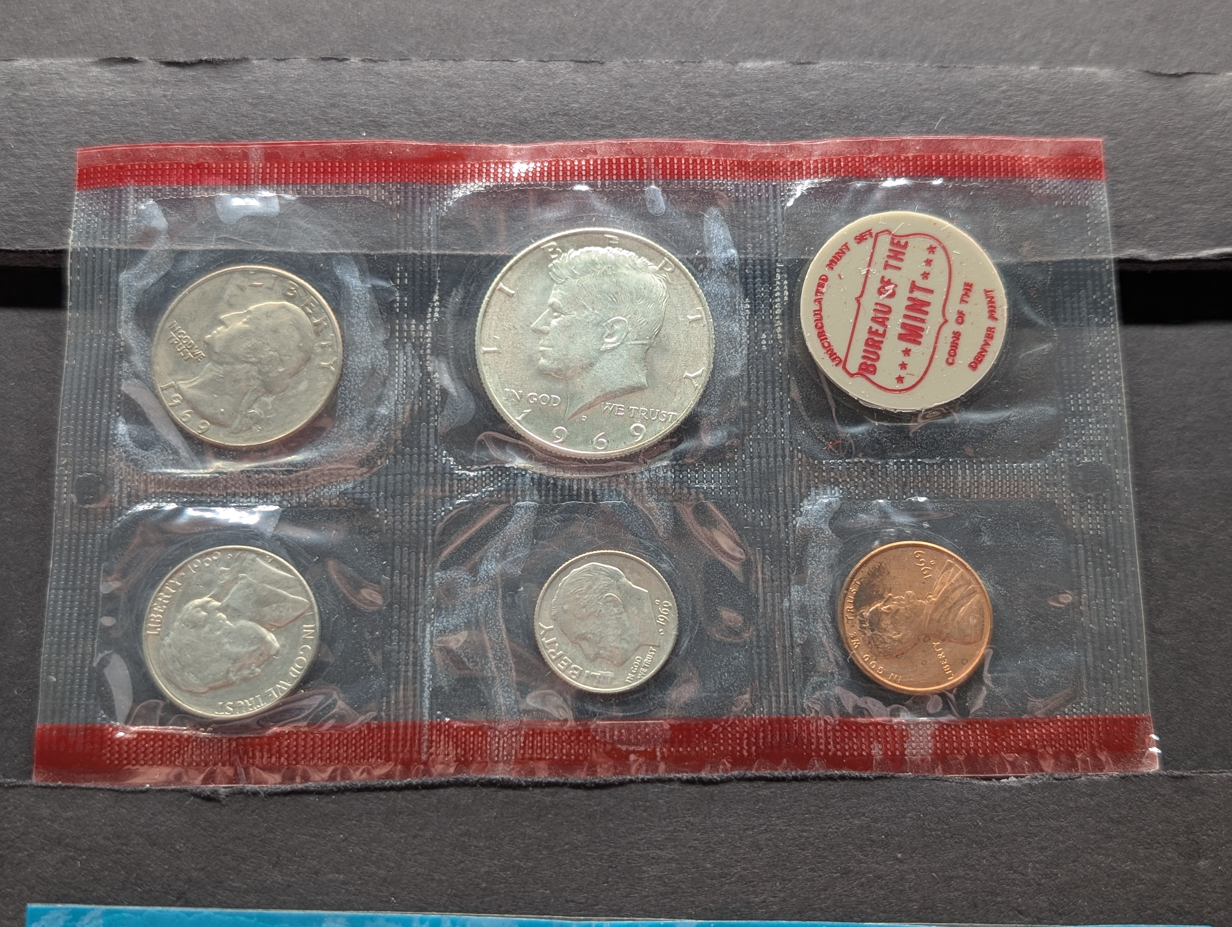 1969-P&D Unc. Mint Set, 40% Silver Kennedy Half Dollar