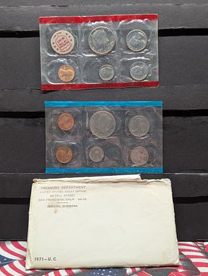 1971-P&D Unc. Mint Set, with S Mint Mark Penny. 1971-P&amp;D Unc. Mint Set, with S Mint Mark 