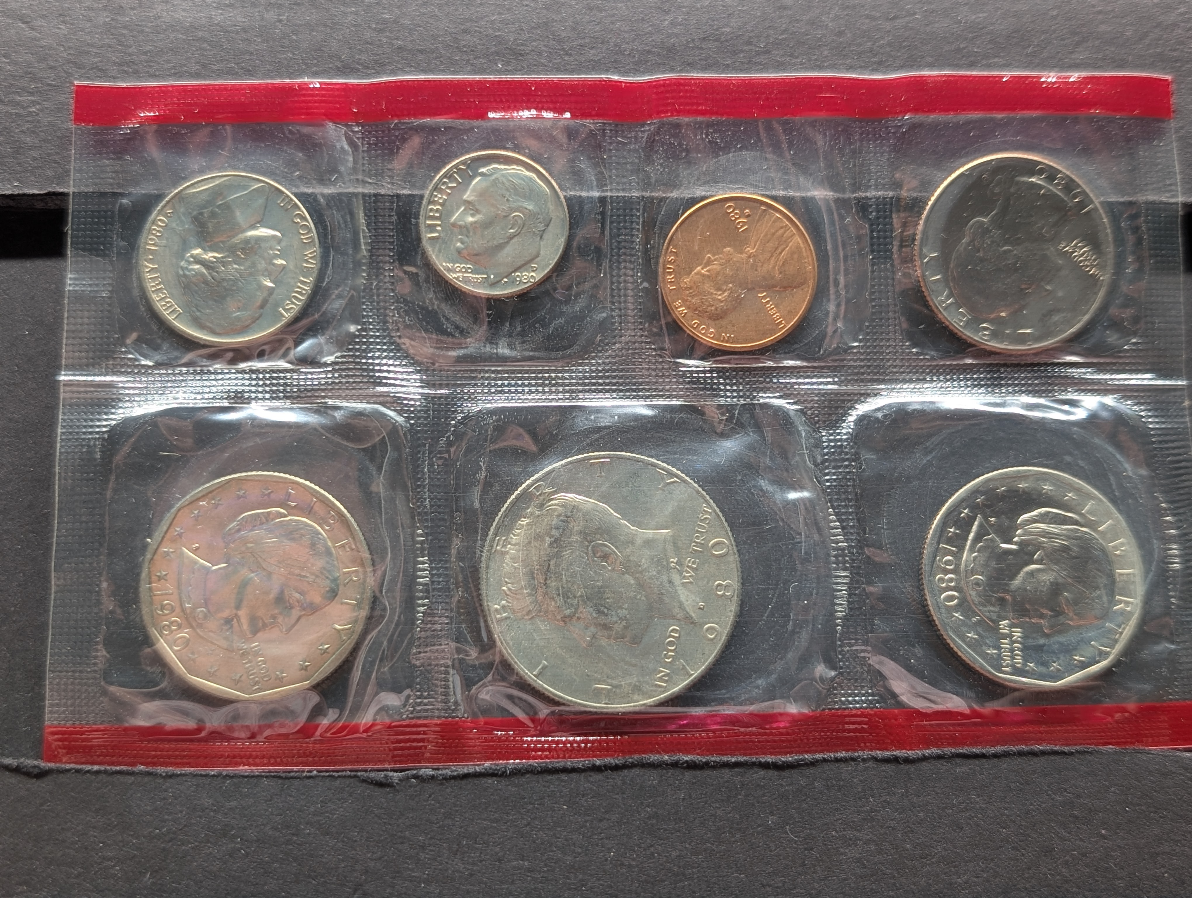 1980-P&D Unc. Set with P,D and S Susan B. Anthony Dollars