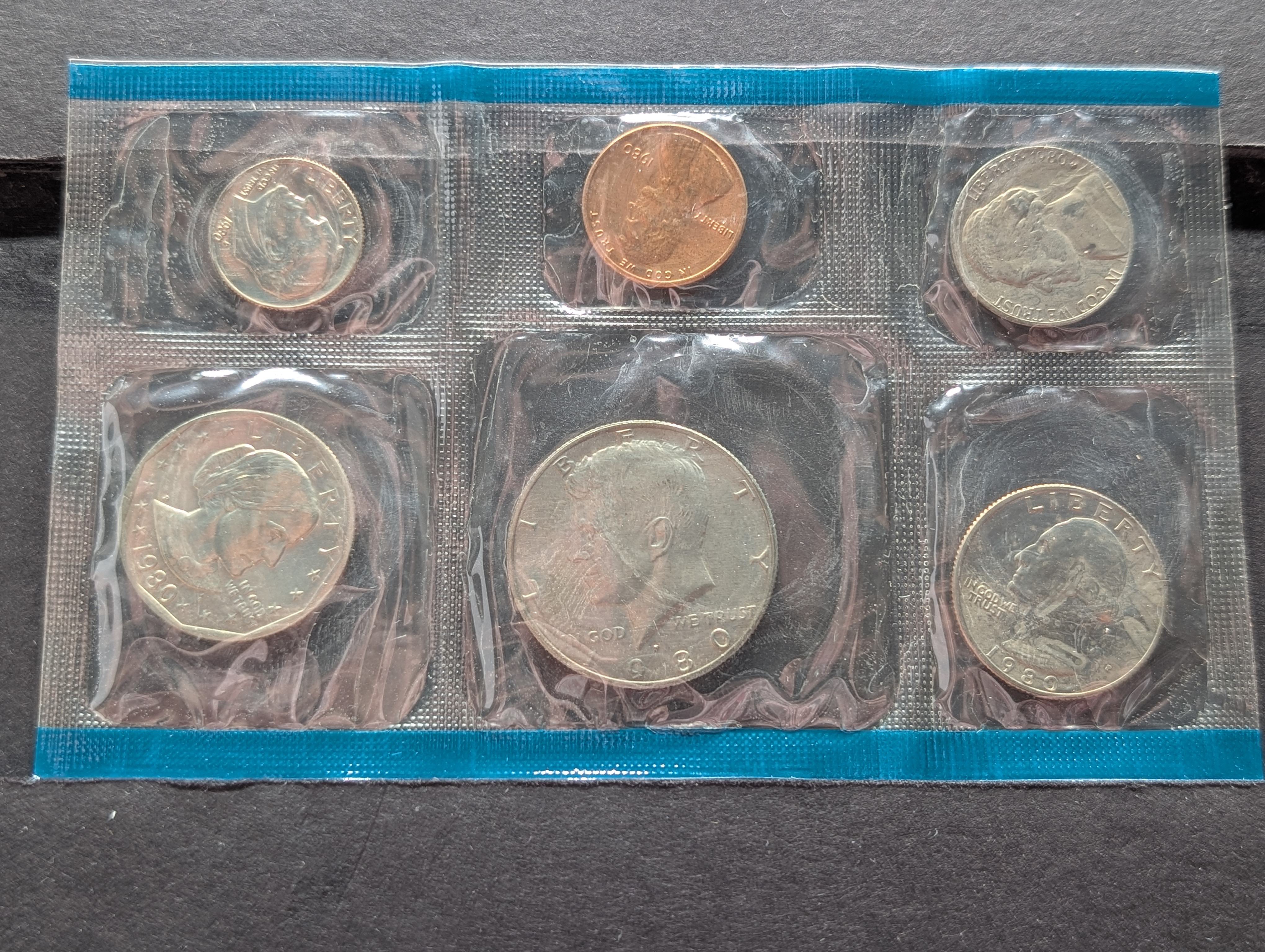 1980-P&D Unc. Set with P,D and S Susan B. Anthony Dollars