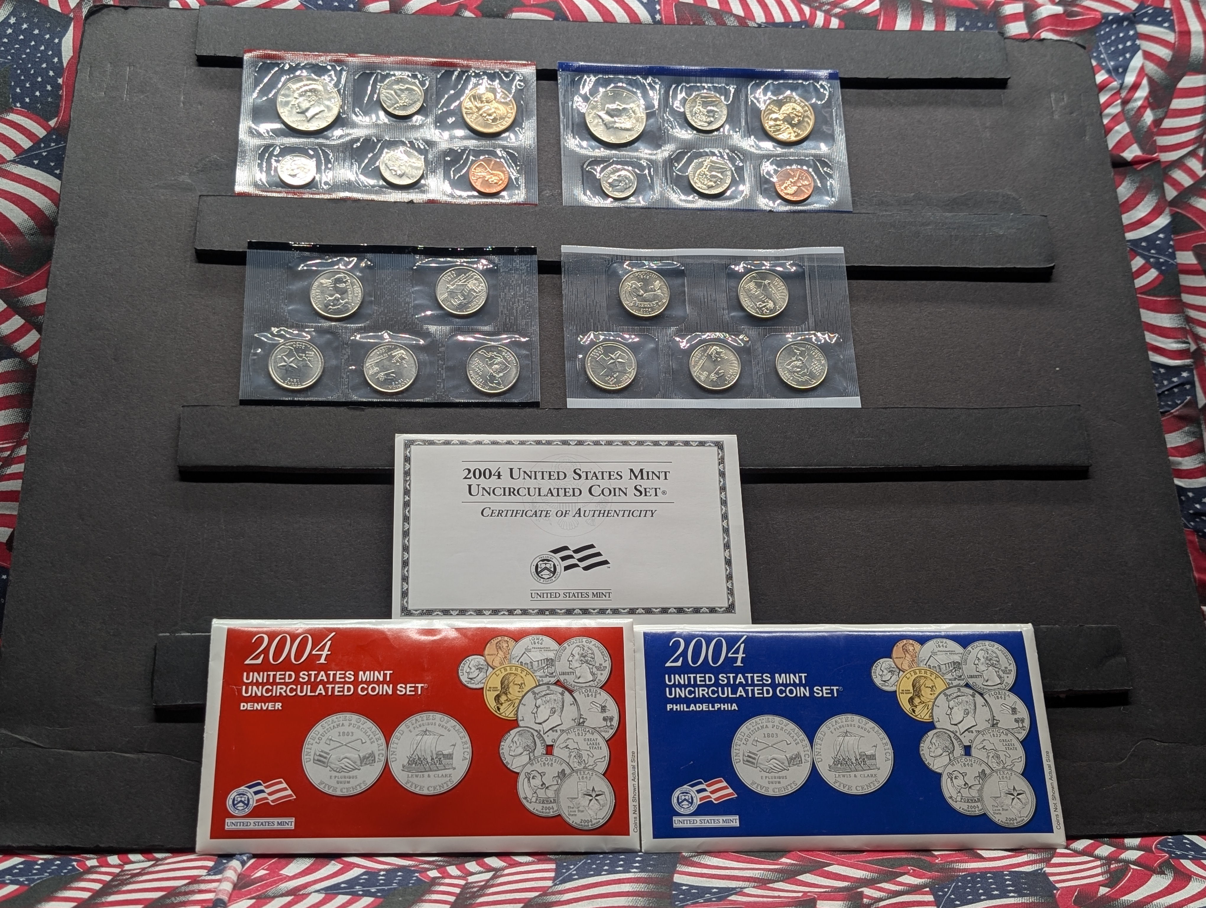 2004-P&D Unc. U.S. Mint Set with State Quarters and Sacagawea Dollar in OGP w/ COA