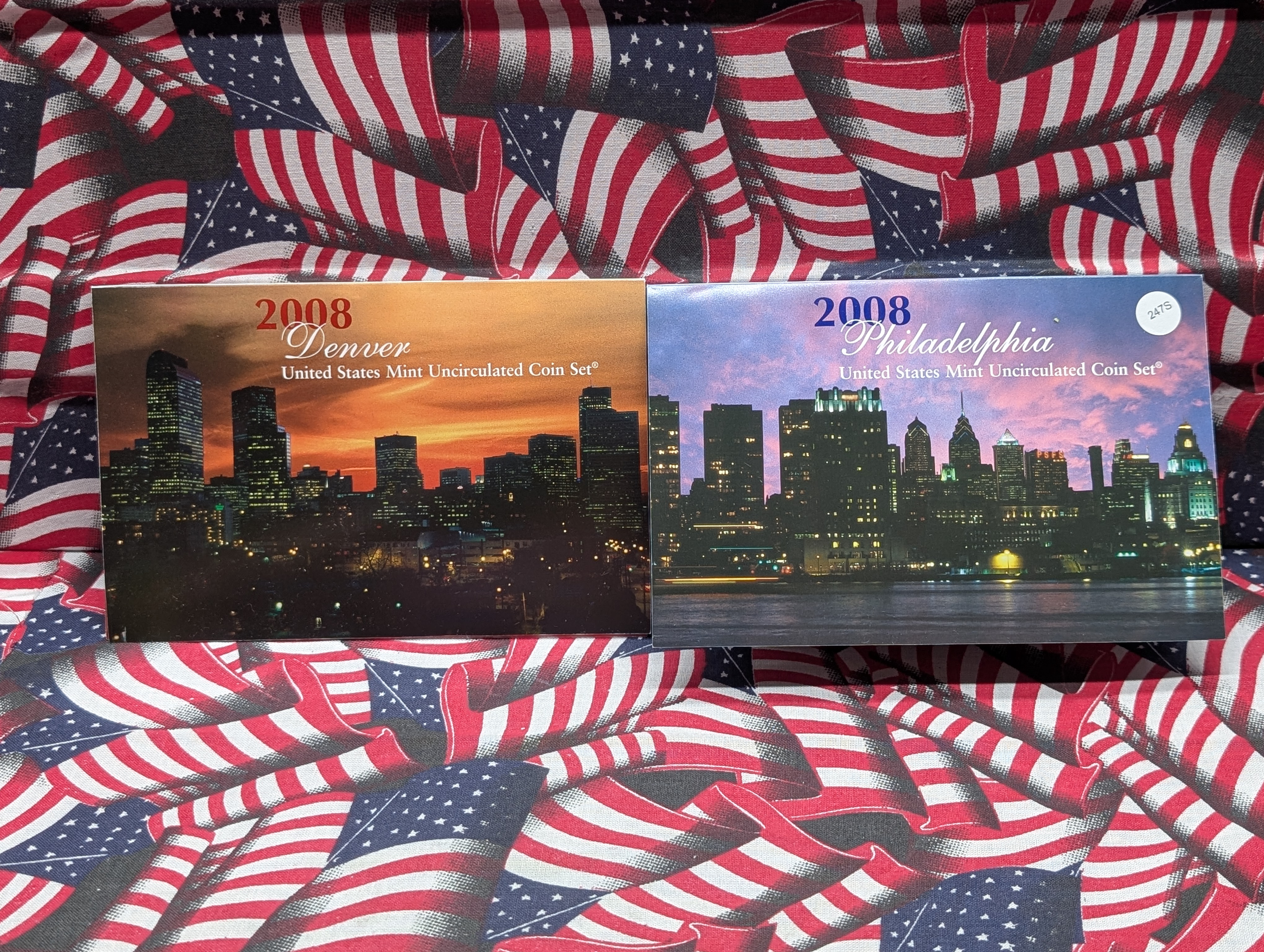2008-P&D U.S. Mint Unc. Set with State Quarters, 4 Presidential Dollars and 1 Sacagawea Dollar in OGP w/ COA