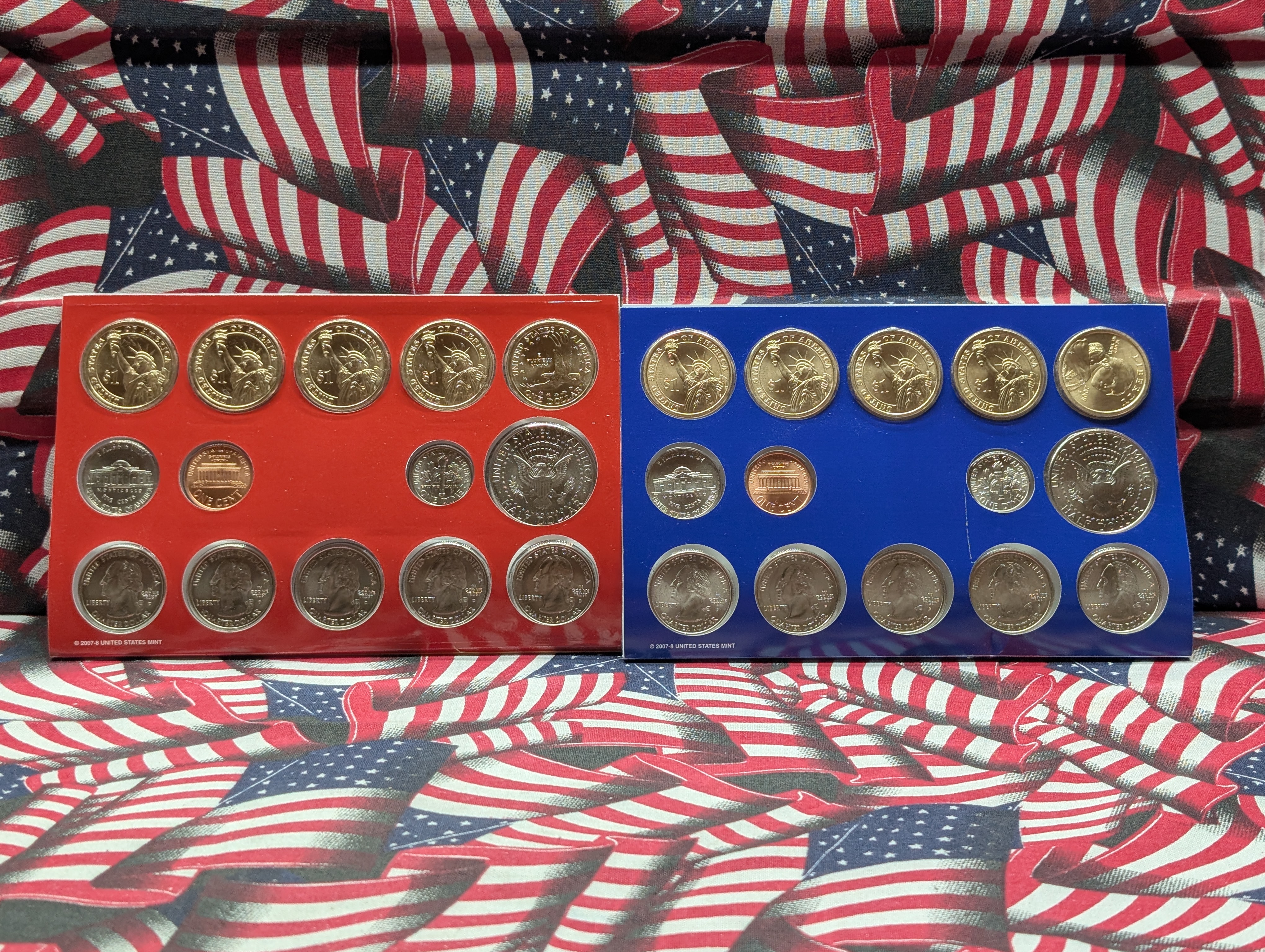 2008-P&D U.S. Mint Unc. Set with State Quarters, 4 Presidential Dollars and 1 Sacagawea Dollar in OGP w/ COA