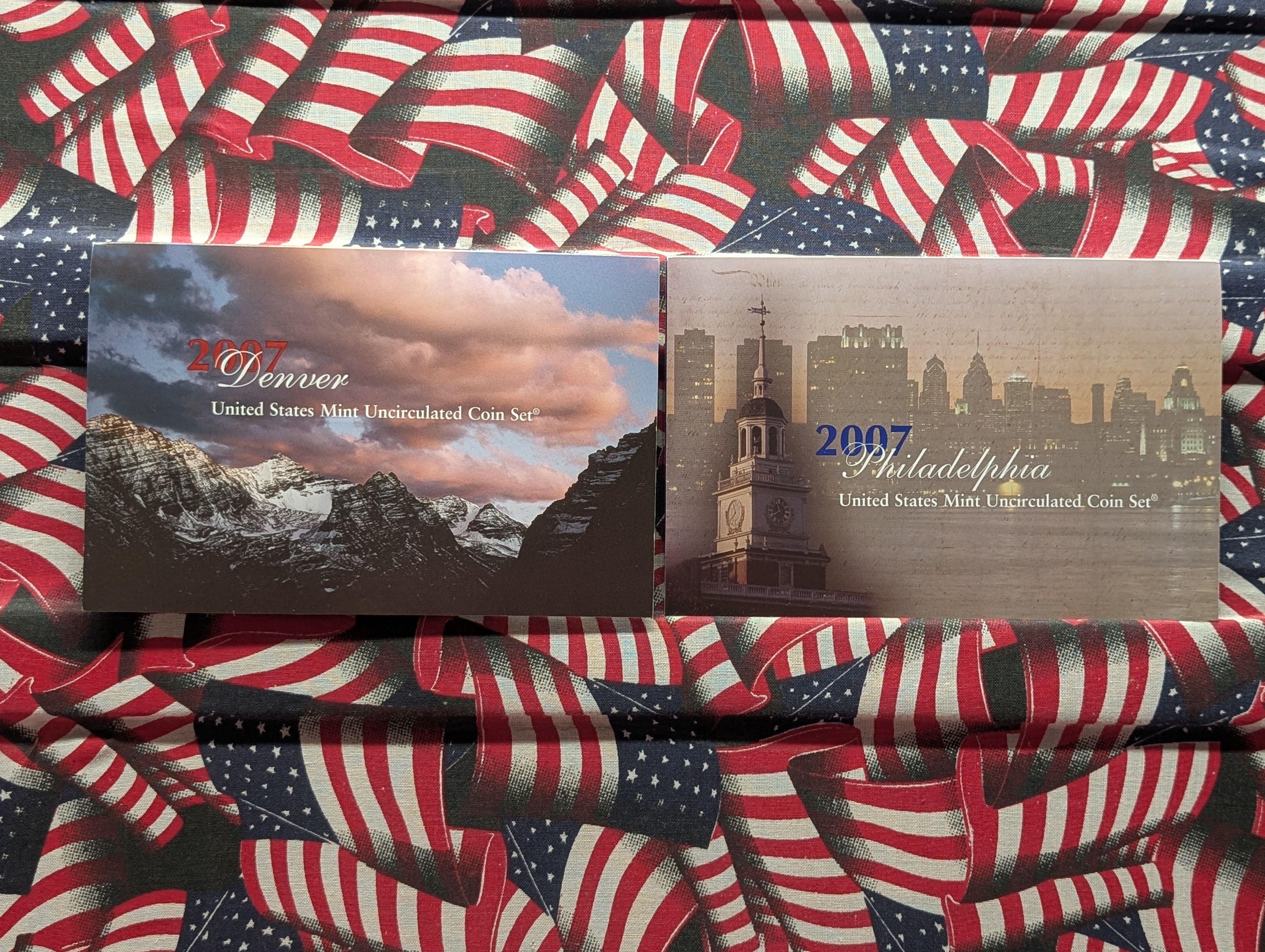 2007-P&D U.S. Mint Unc. Set with State Quarters, 4 Presidential Dollars and 1 Sacagawea Dollar in OGP w/ COA