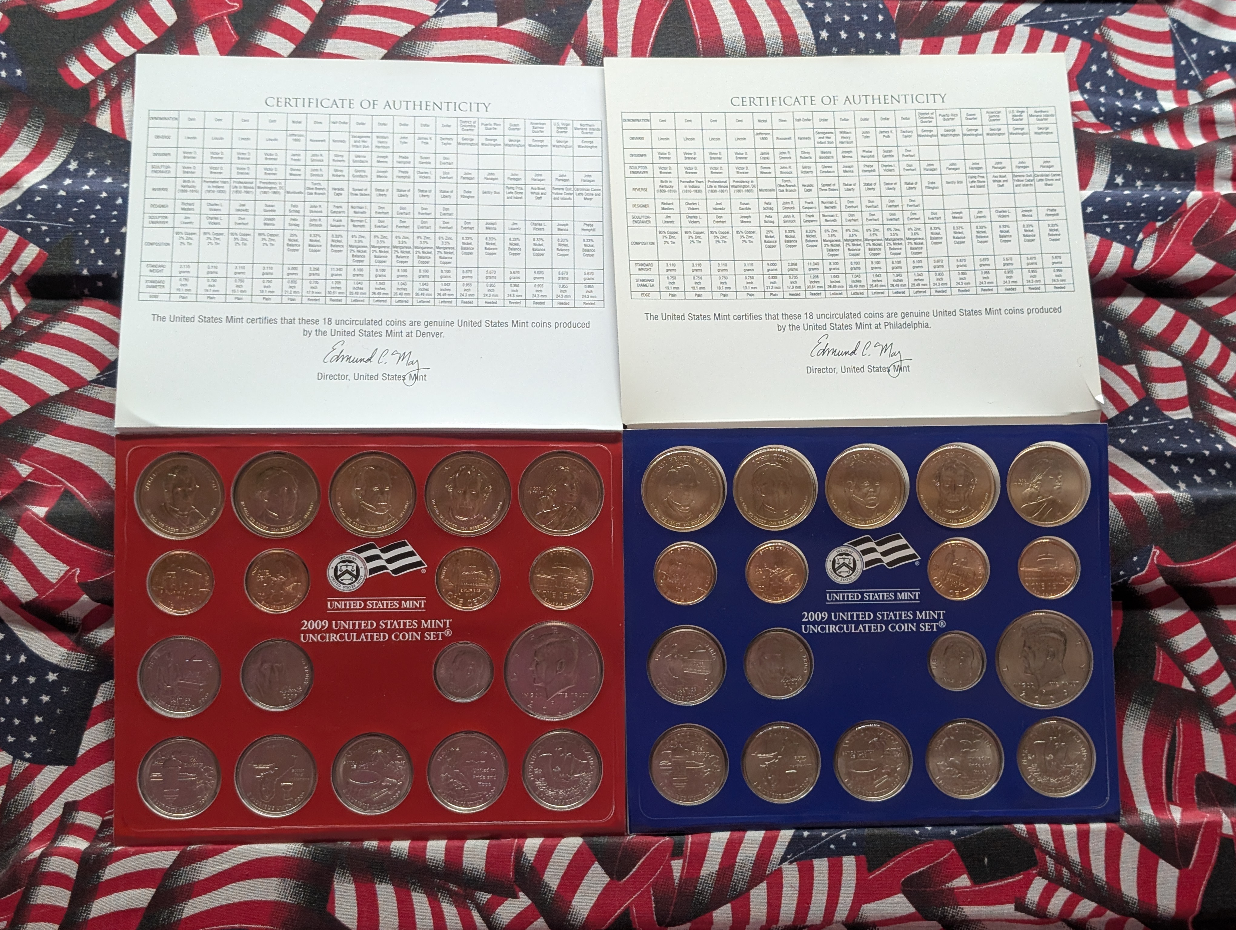 2009-P&D U.S. Mint Unc. Set with Territorial Quarters, 4 Presidential Dollars, 1 Sacagawea Dollar and Four Bicentennial Lincoln Cents in OGP