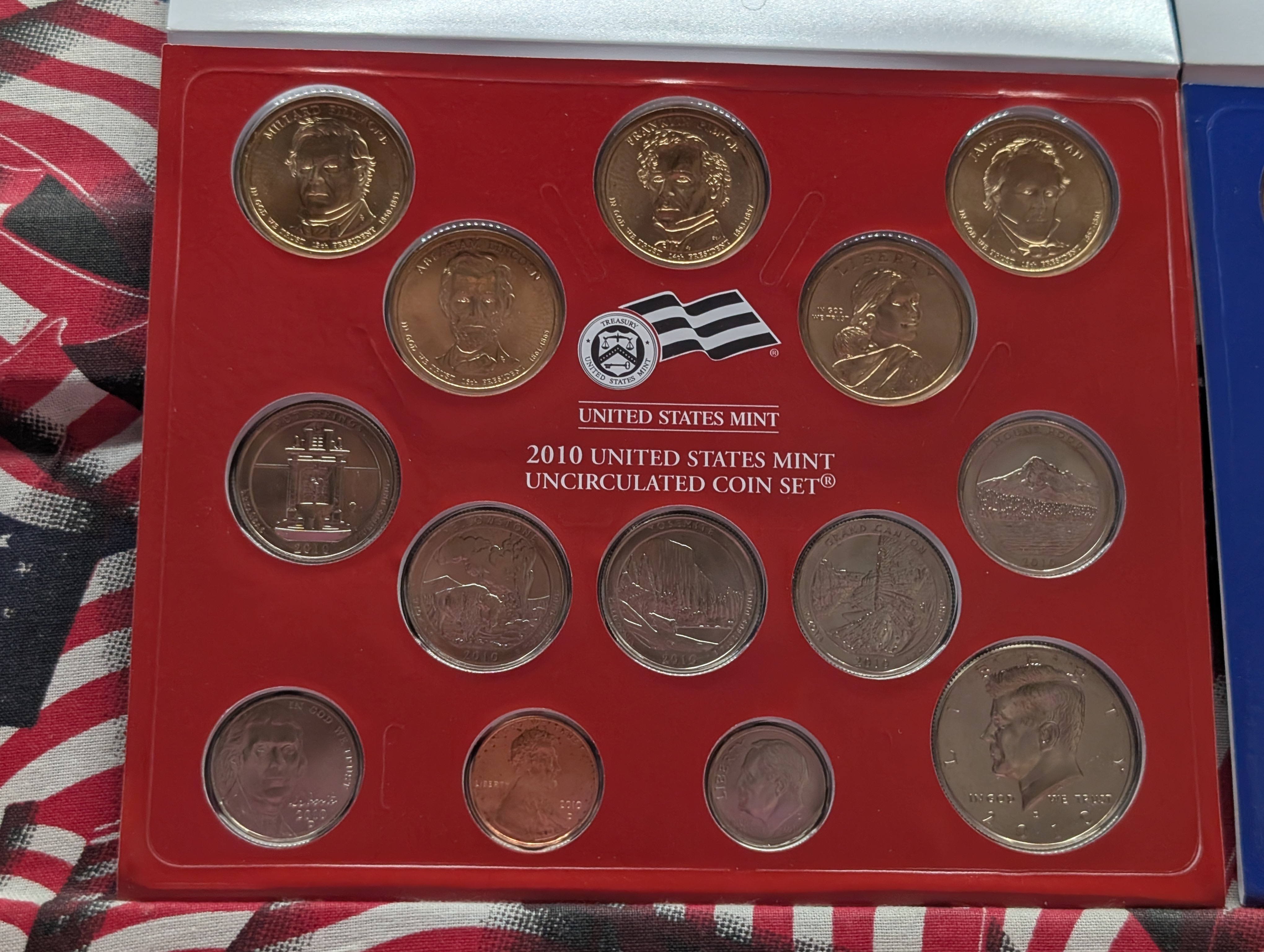 2010-P&D U.S. Mint Unc. Set with Territorial Quarters, 4 Presidential Dollars, 1 Sacagawea Dollar In OGP w/COA