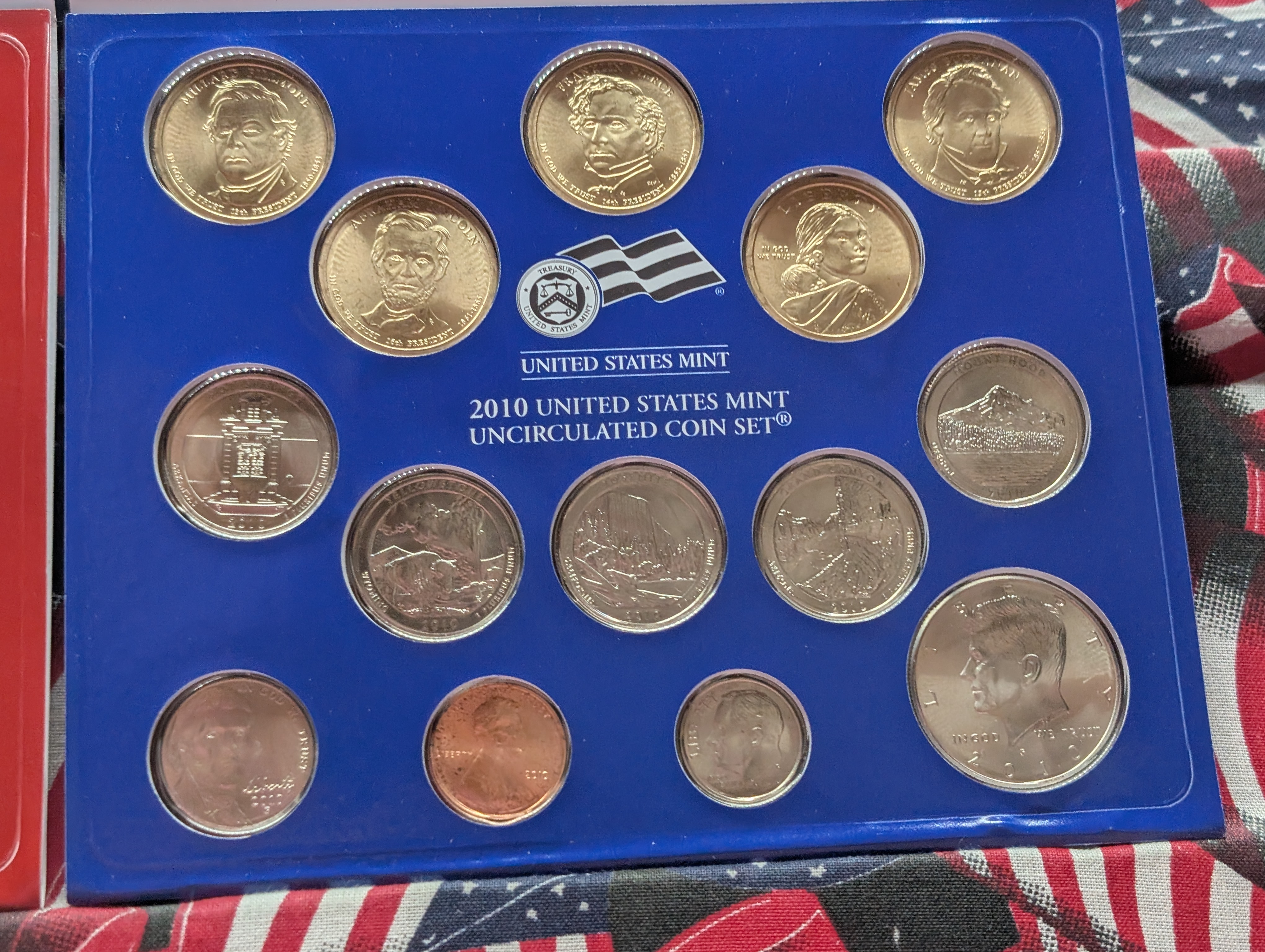 2010-P&D U.S. Mint Unc. Set with Territorial Quarters, 4 Presidential Dollars, 1 Sacagawea Dollar In OGP w/COA