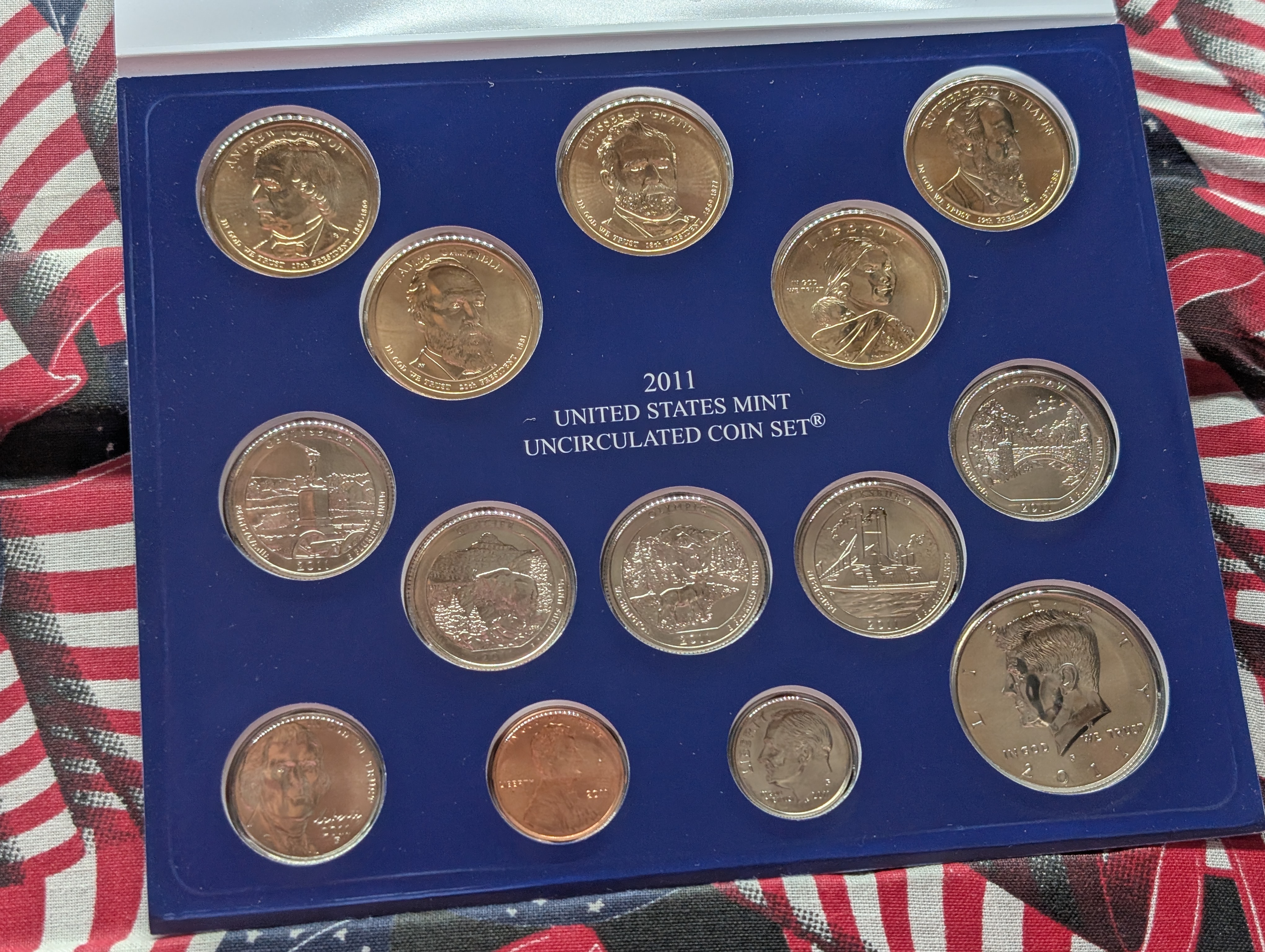 2011-P&D U.S. Mint Unc. Set with Territorial Quarters, 4 Presidential Dollars, 1 Sacagawea Dollar In OGP w/COA