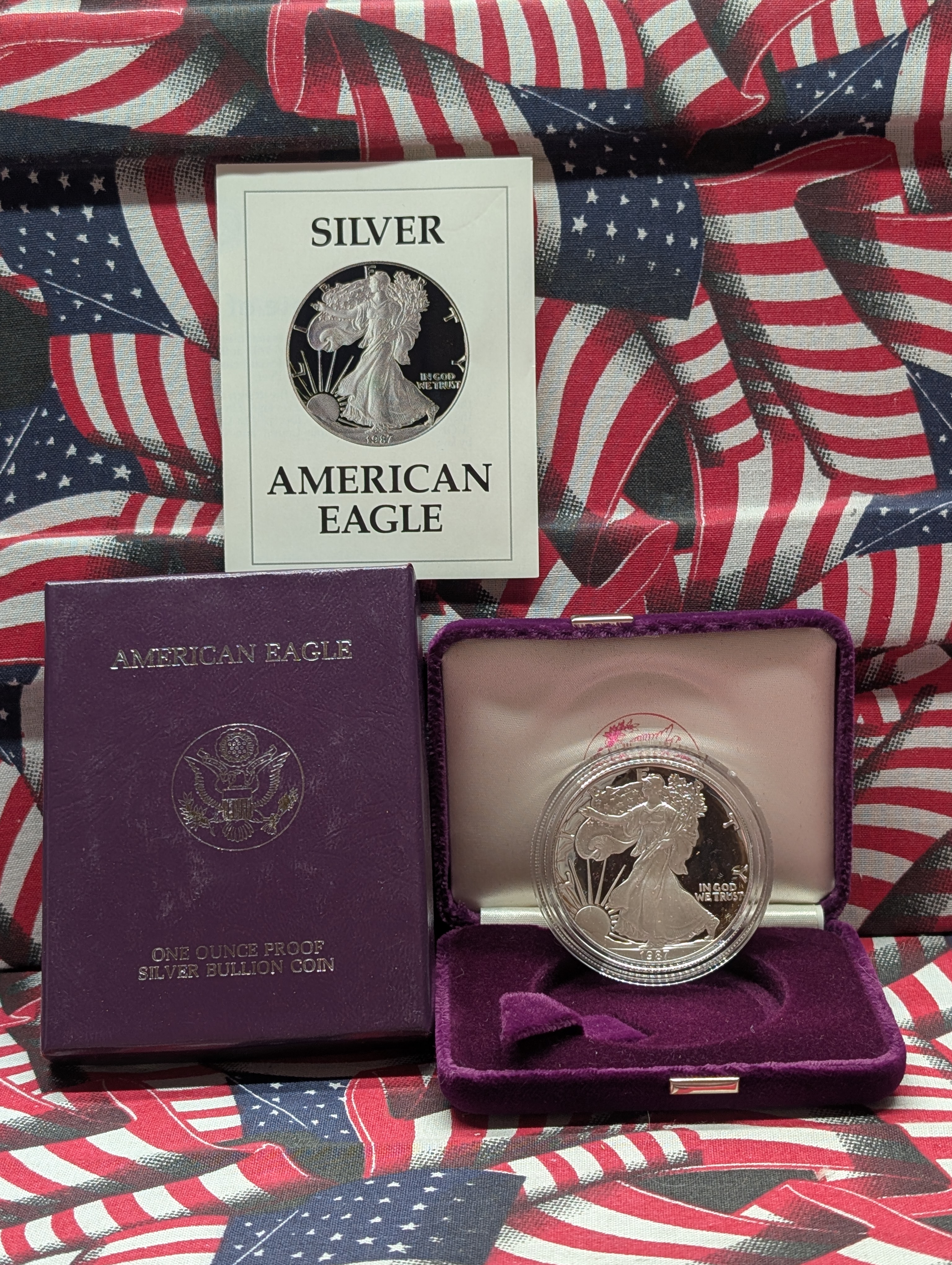 1987-S American Silver Eagle, 99.9% Silver, One Troy Ounce Proof Coin In OGP With COA,