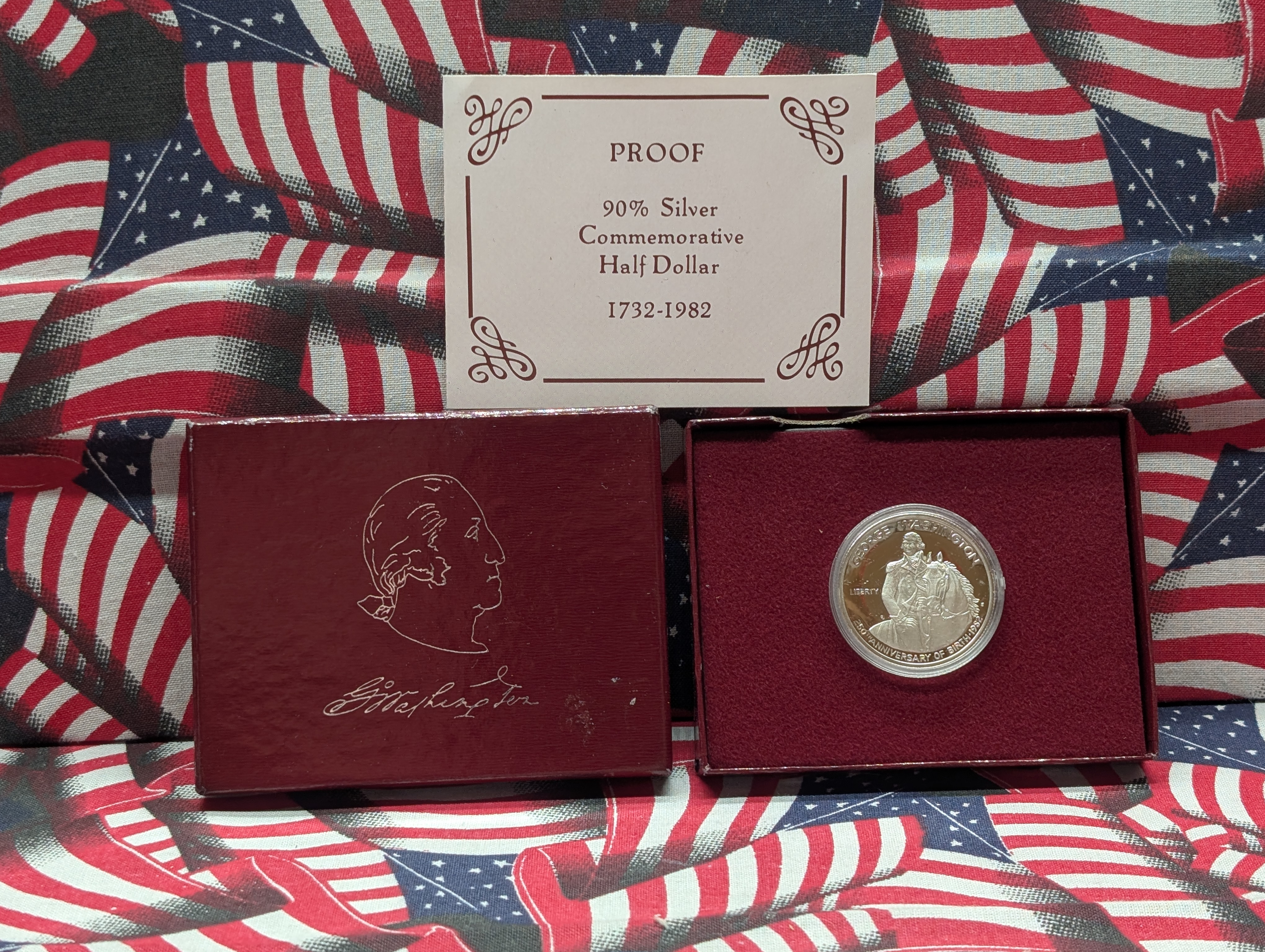 1982-S George Washington Silver Commemorative Half Dollar In OGP, 90% Silver
