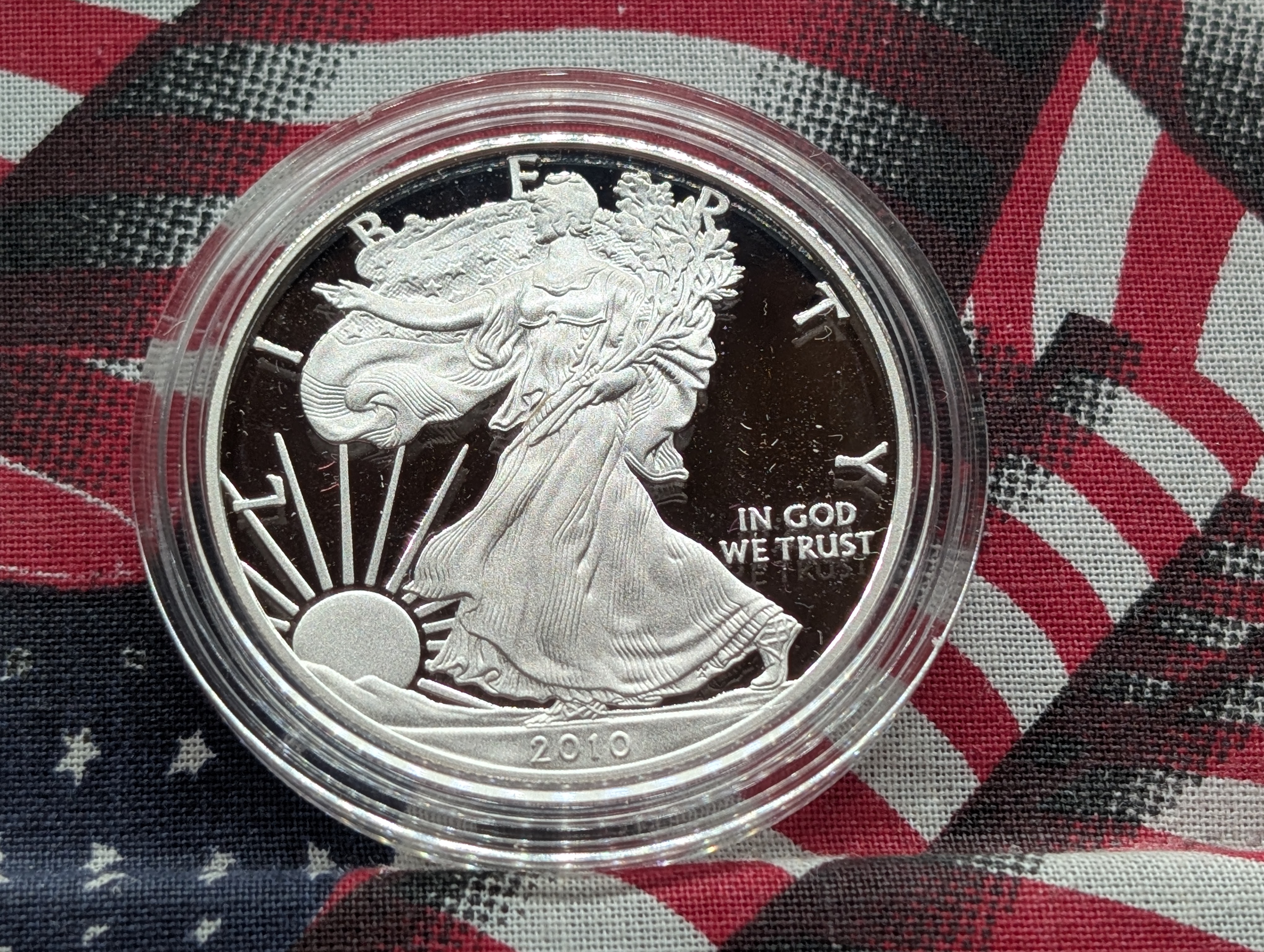 2010-W American Silver Eagle, .999 Silver, One Troy Ounce Silver Proof Coin In OGP With COA,
