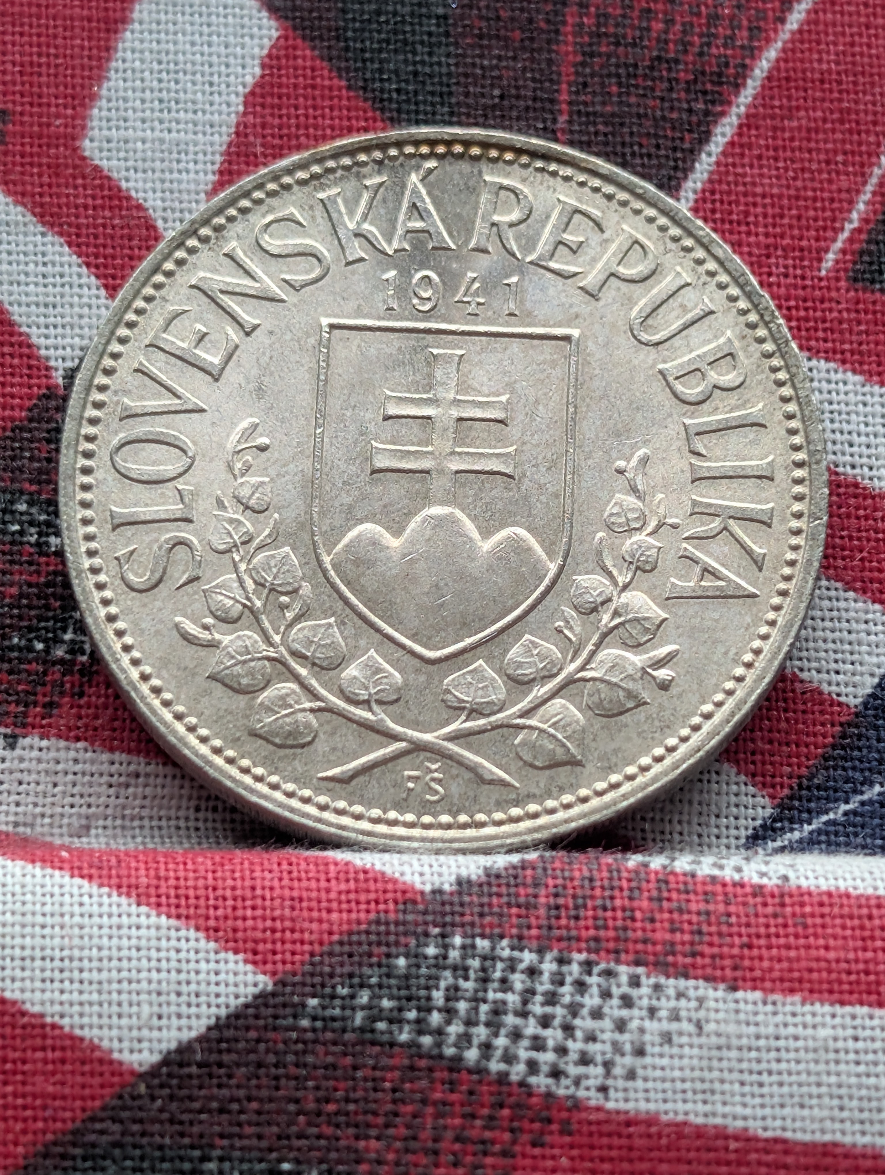 1941 Slovakia 20 Korun Coin, 50% Silver, 15g