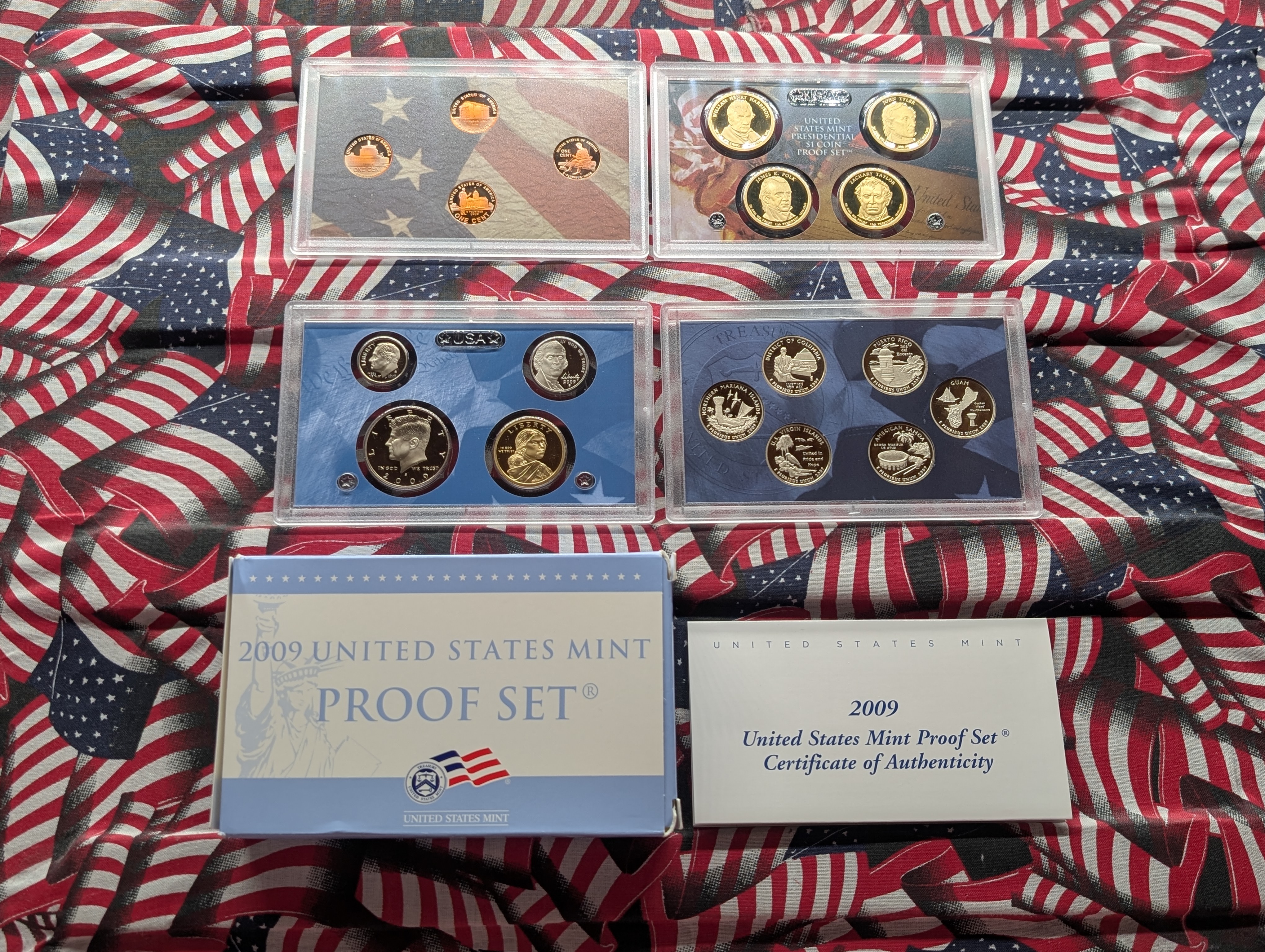 2009-S U.S. Mint Proof Set In OGP With COA, with Territorial Quarters, Presidential Dollars, 3 Sisters Sac. Dollar and Bicentennial Lincoln