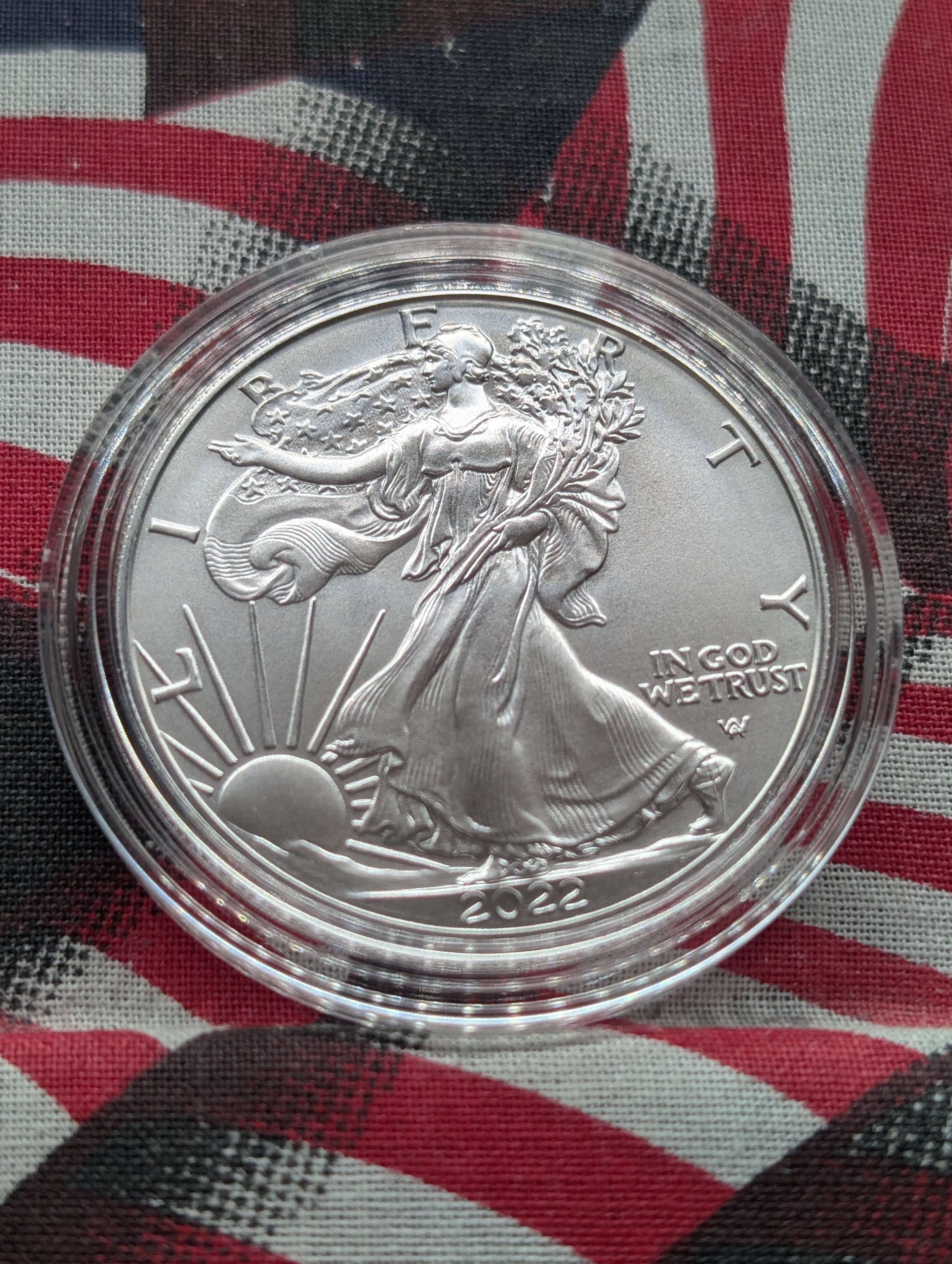 2022-W American Silver Eagle Type 2, 99.9% Silver, One Troy Ounce Silver Uncirculated Coin In OGP With COA,