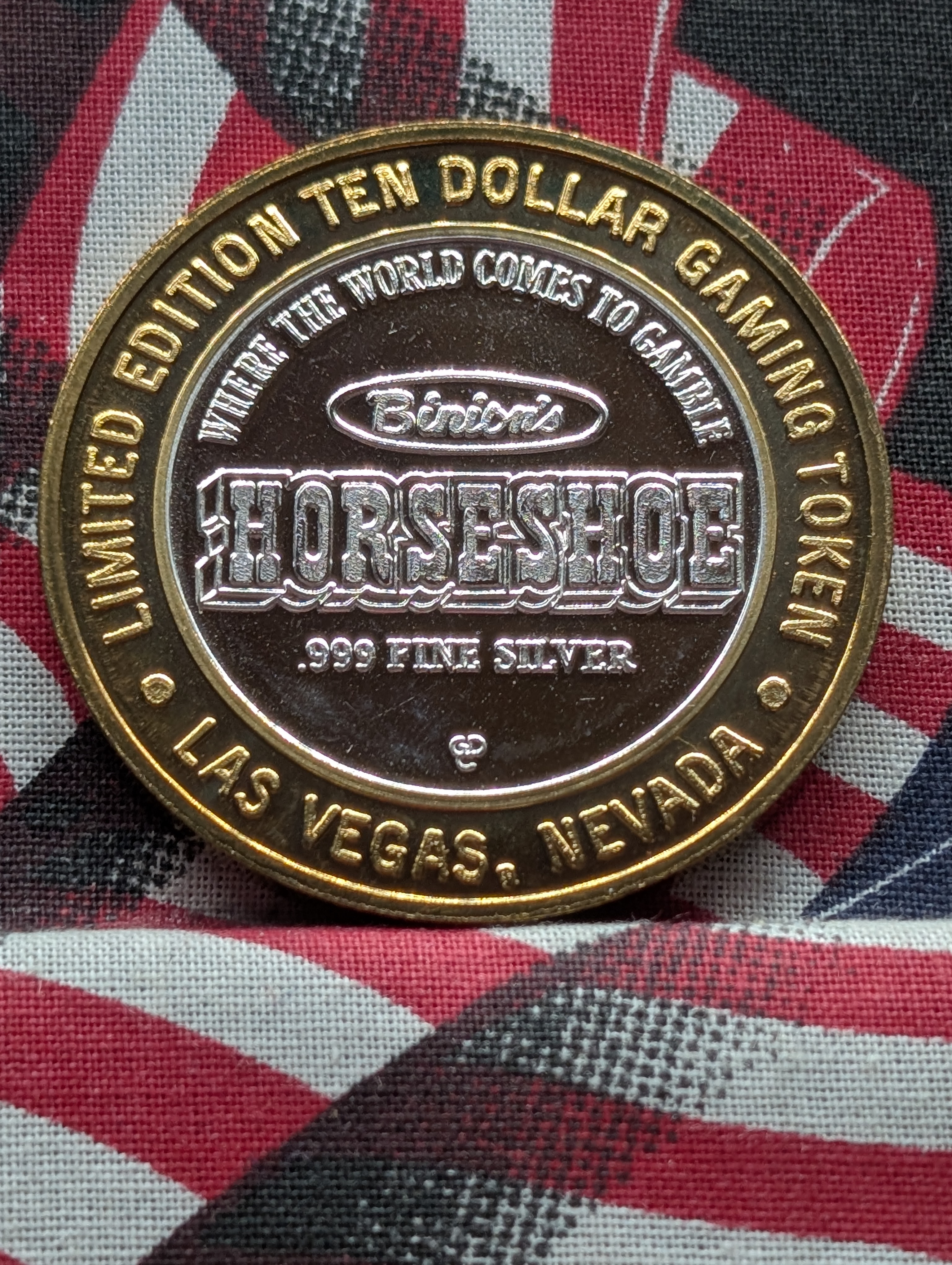 Horseshoe Ten Dollar Gaming Token, .999 Fine Silver Center