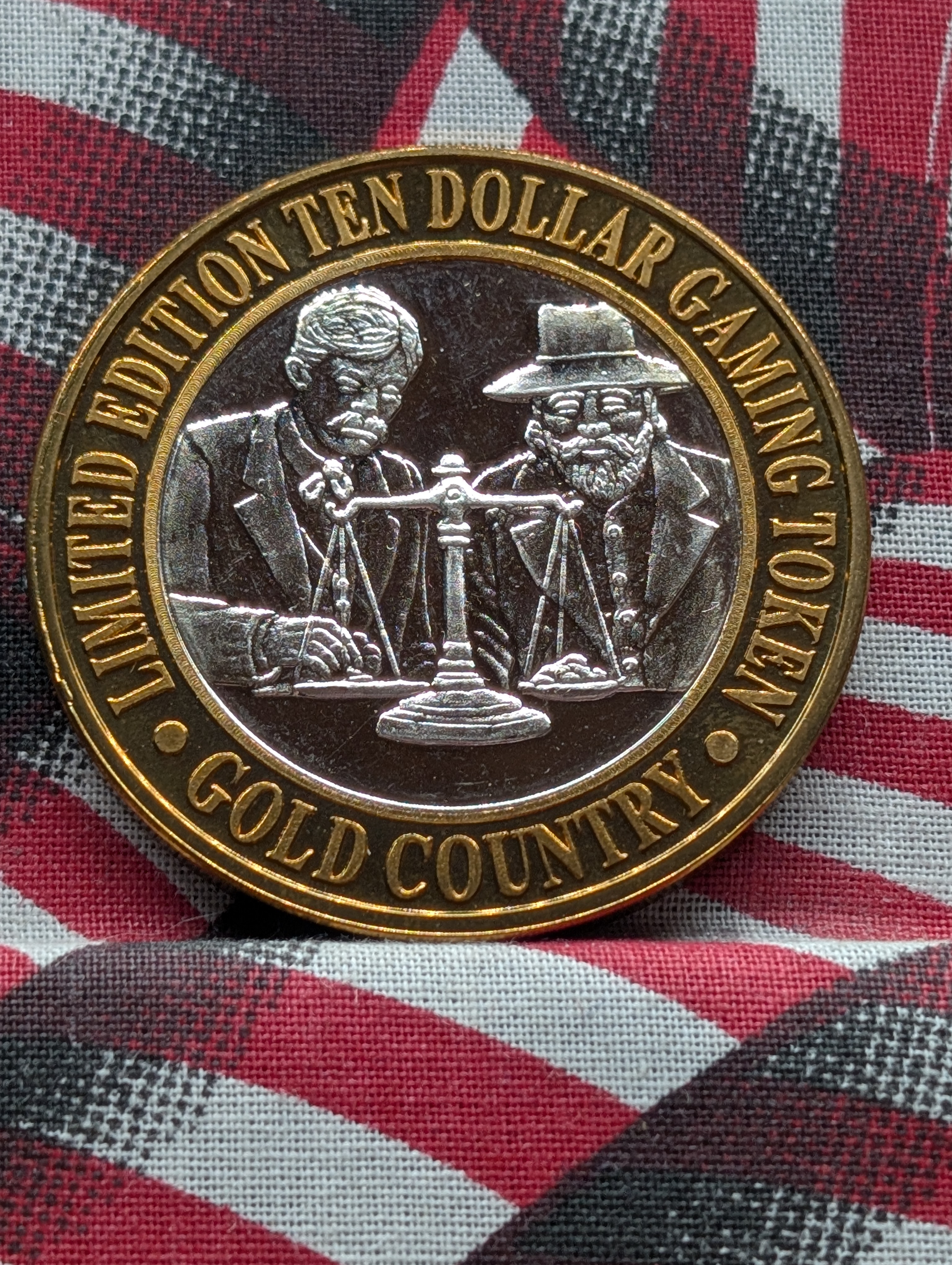 Gold Country Motor Inn Ten Dollar Gaming Token, .999 Fine Silver Center