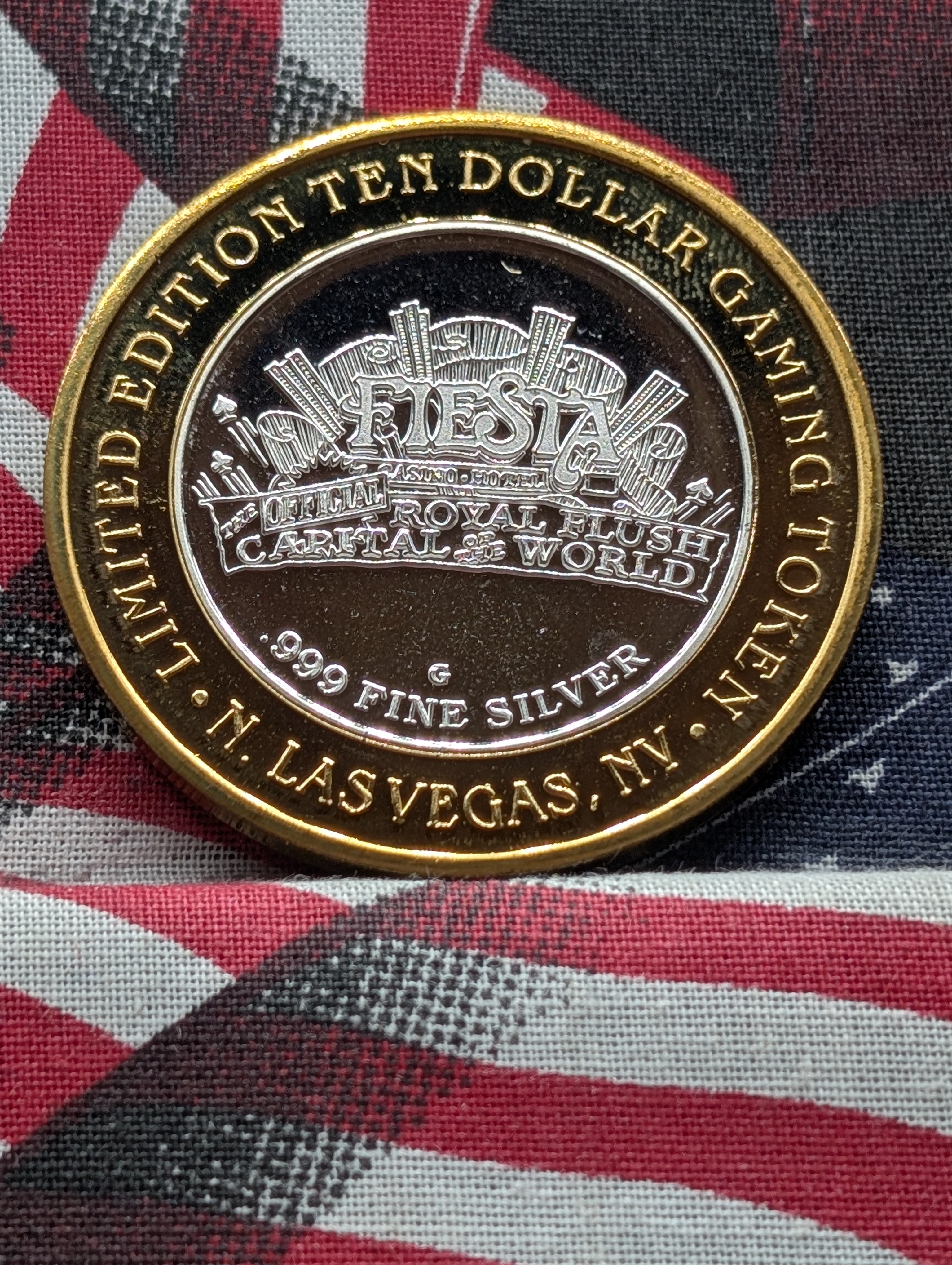 Fiesta Ten Dollar Gaming Token, .999 Fine Silver Center