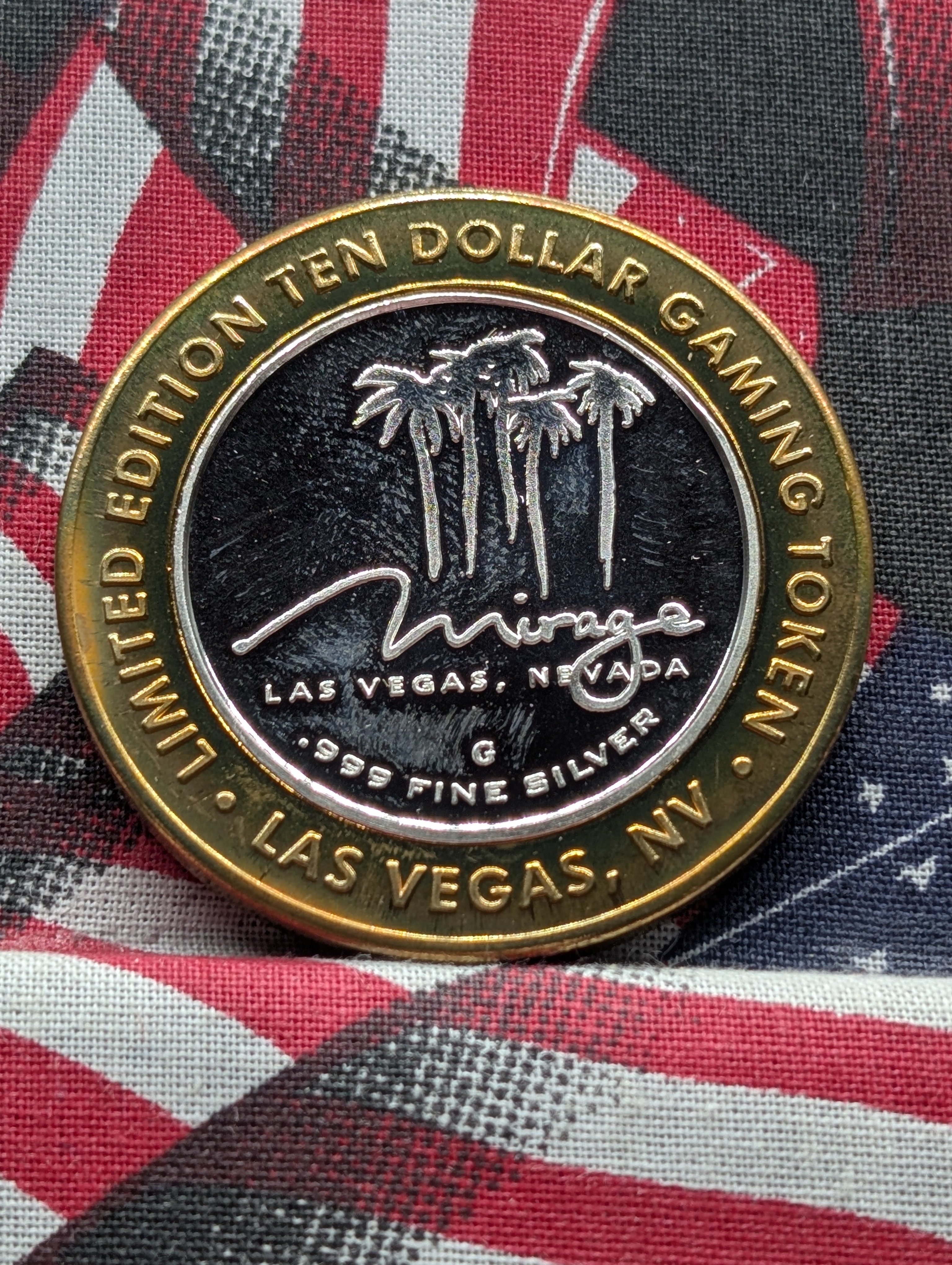 Danny Gans, Mirage Ten Dollar Gaming Token, .999 Fine Silver Center