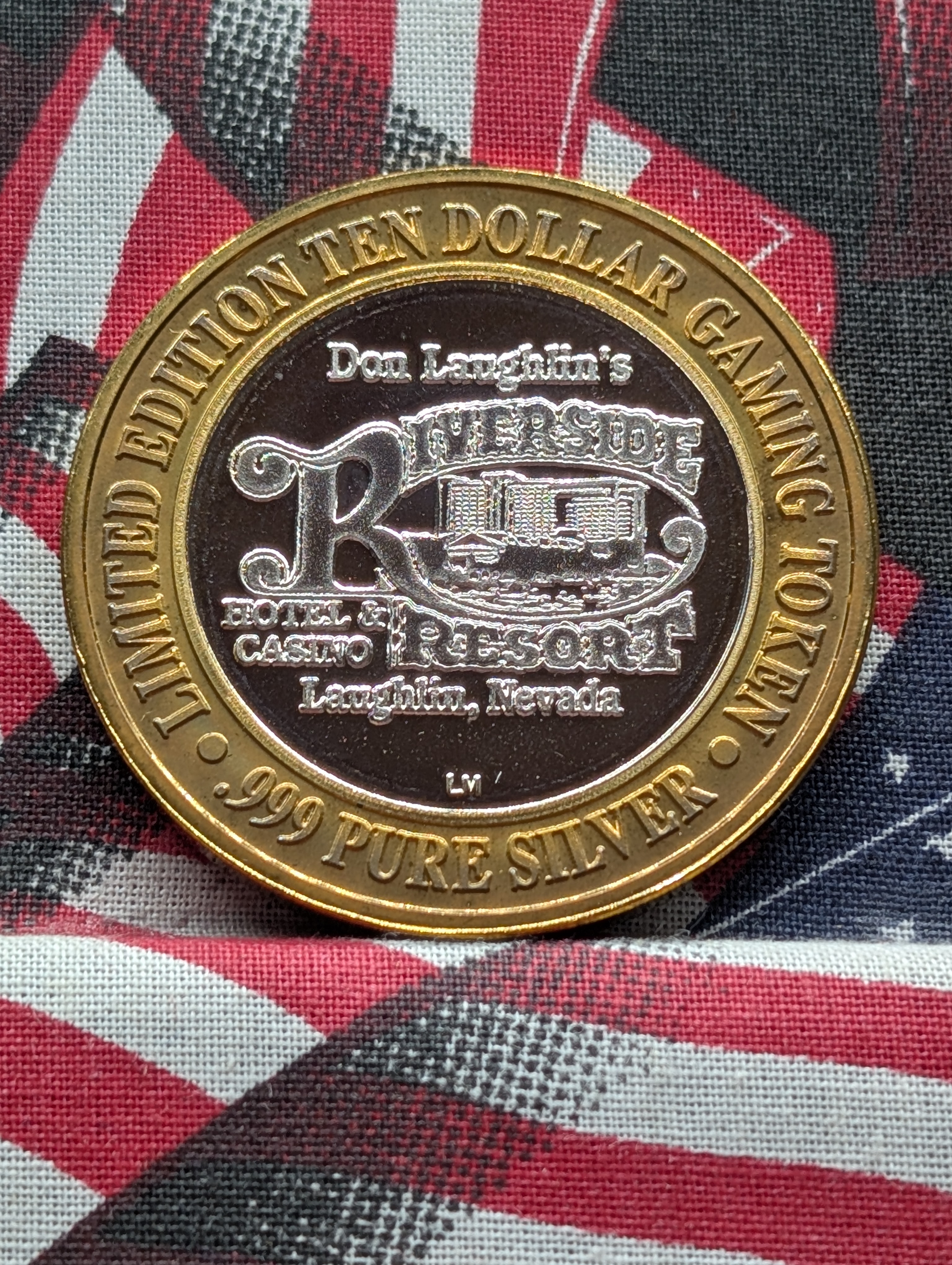 Riverside Resort Ten Dollar Gaming Token, .999 Fine Silver Center