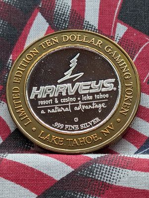 Harvey's Ten Dollar Gaming Token, .999 Fine Silver Center Condition PLEASE NOTE Some coins may 