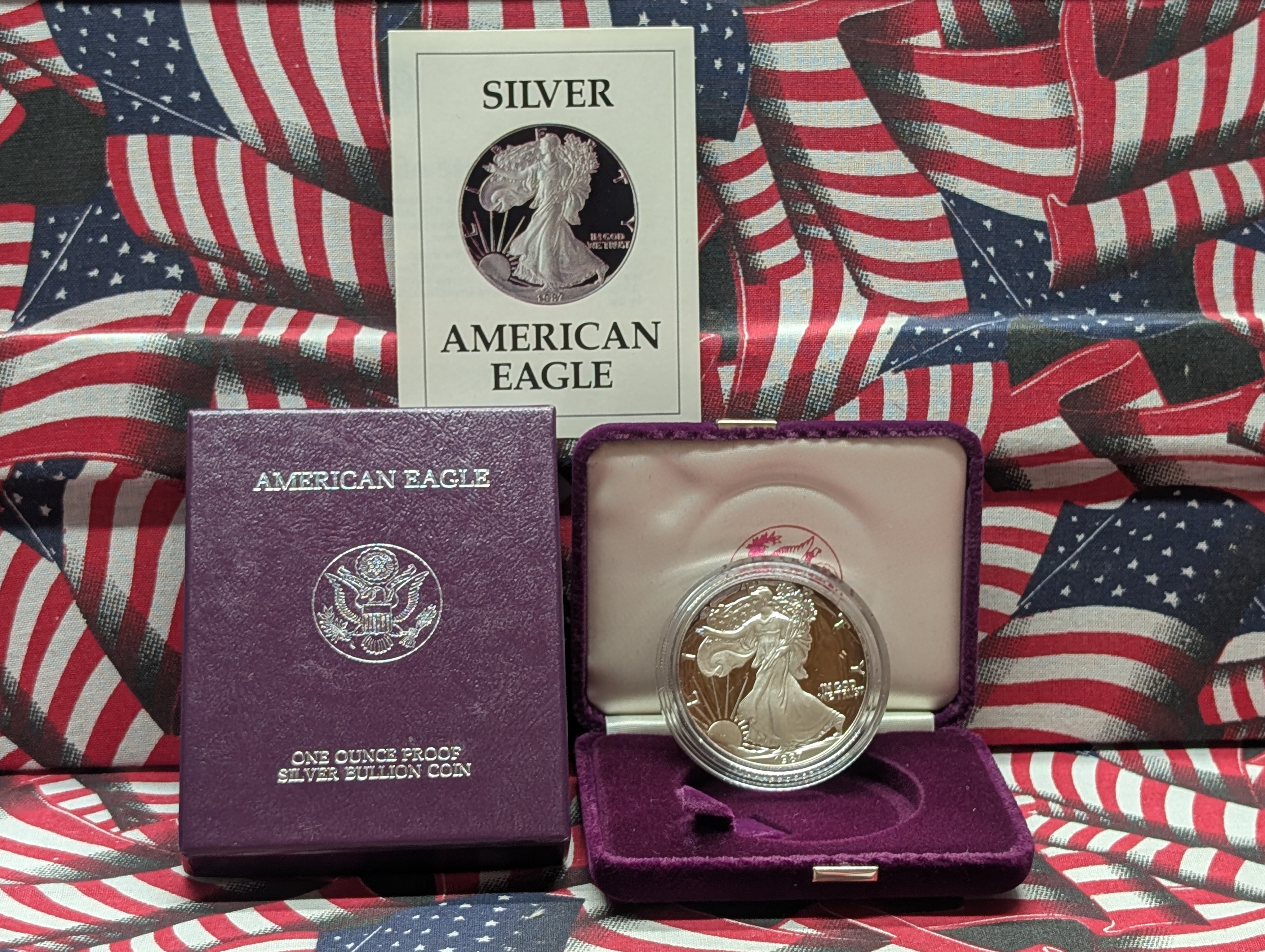 1987-S American Silver Eagle, .999 Silver, One Troy Ounce Silver Proof Coin In OGP With COA,