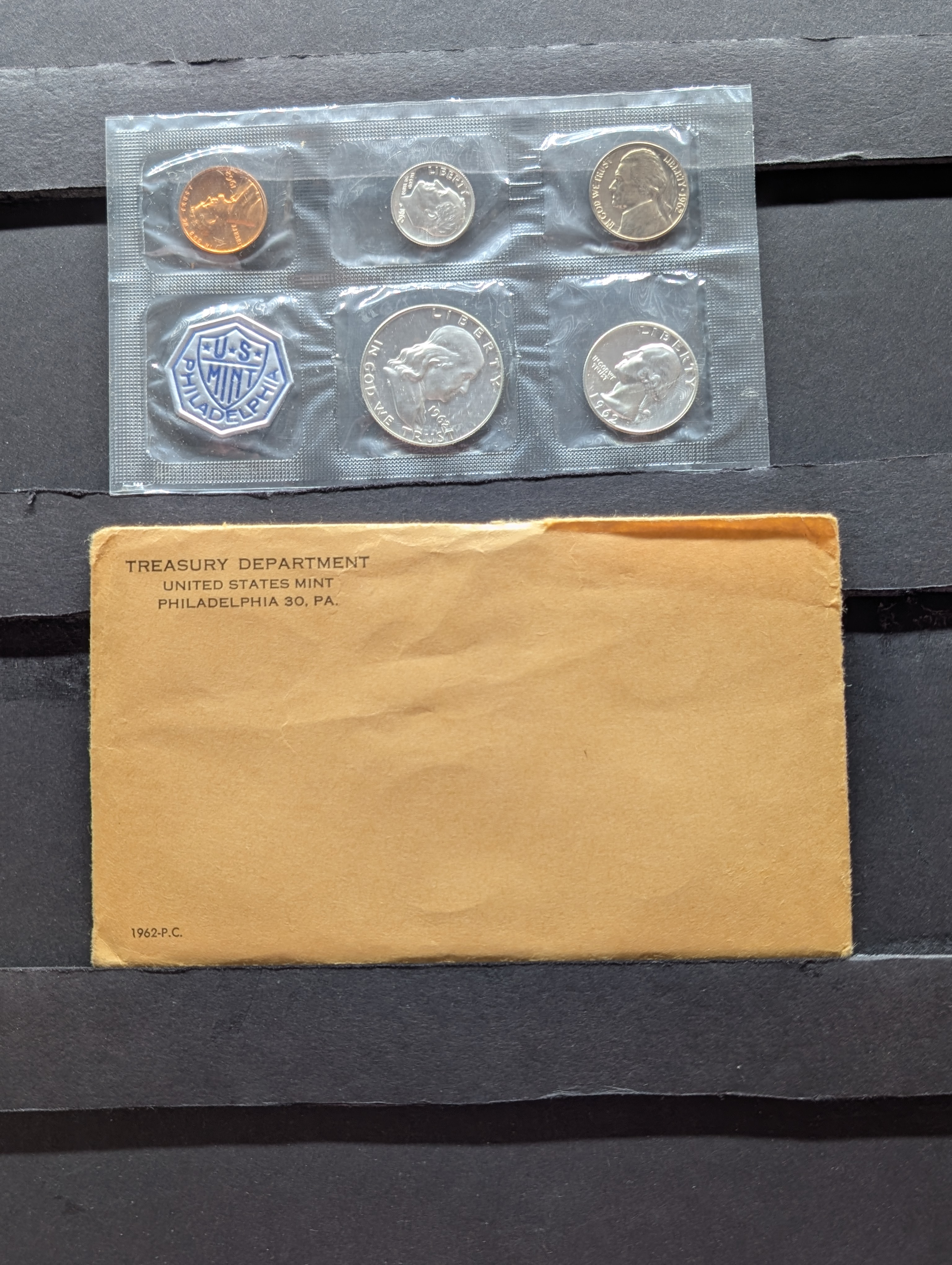 1962-P U.S. Proof Coin Set In OGP, Three 90% Silver Coins
