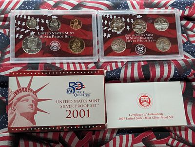 2001-S U.S. Mint Silver Proof Set In OGP With COA, Seven 90% Silver Coins Condition PLEASE NOTE 